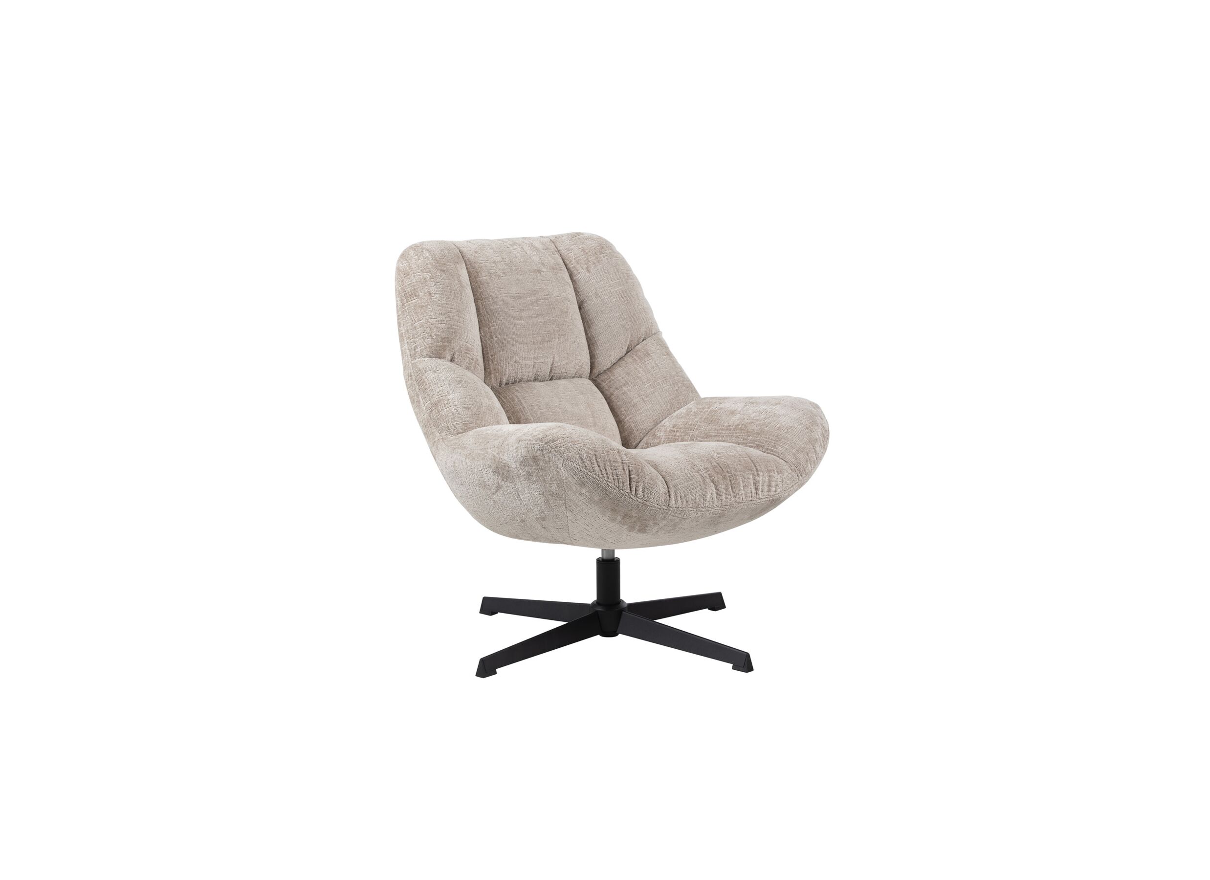 Draaifauteuil Iota 76x81x84cm - chenille - beige - Fauteuil pivotant Iota 76x81x84cm - chenille - beige
