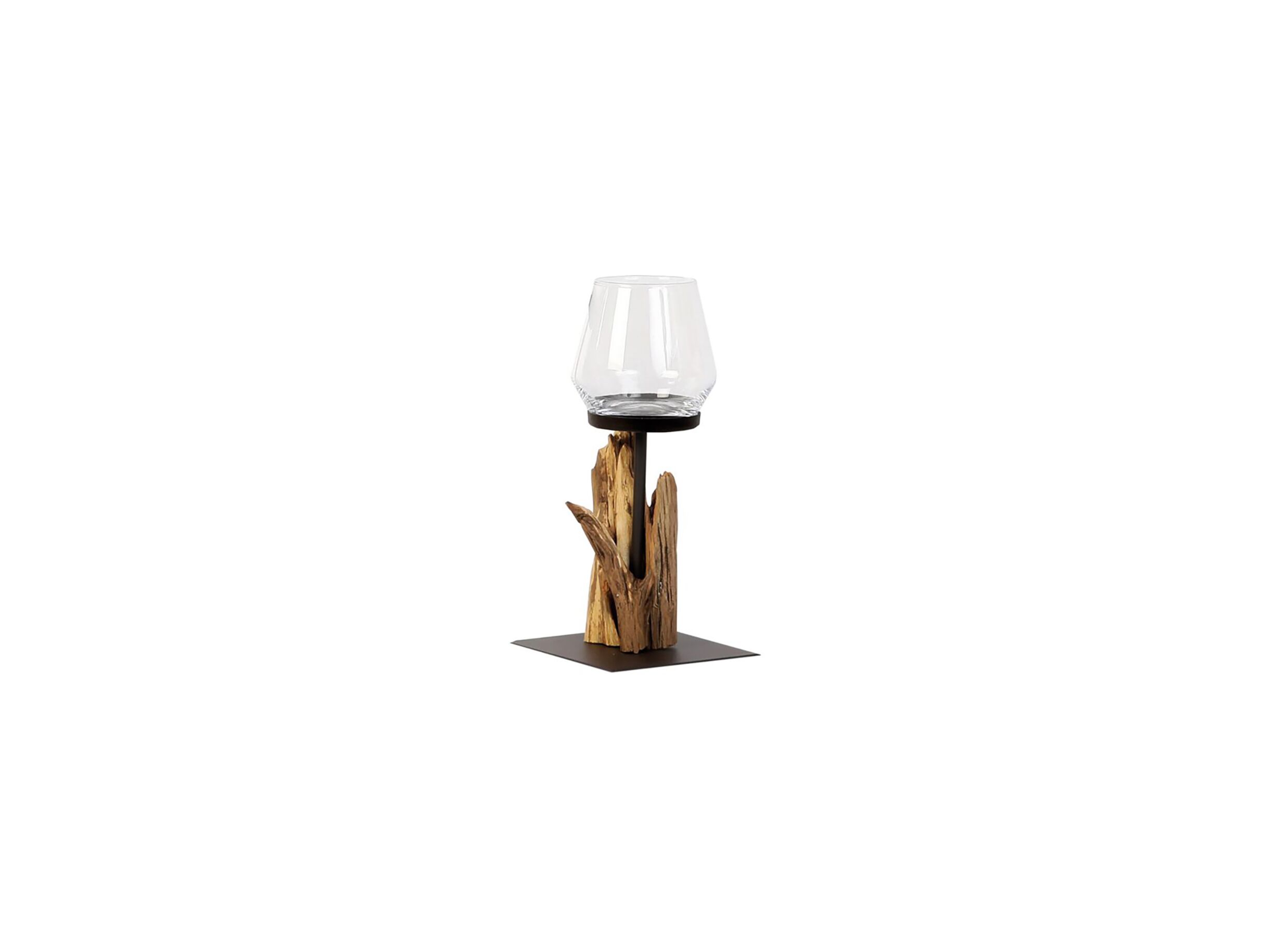 Windlicht Raisa H30cm - hout massief & glas - naturel - Porte-bougie Raisa H30cm - bois massif & verre - naturel