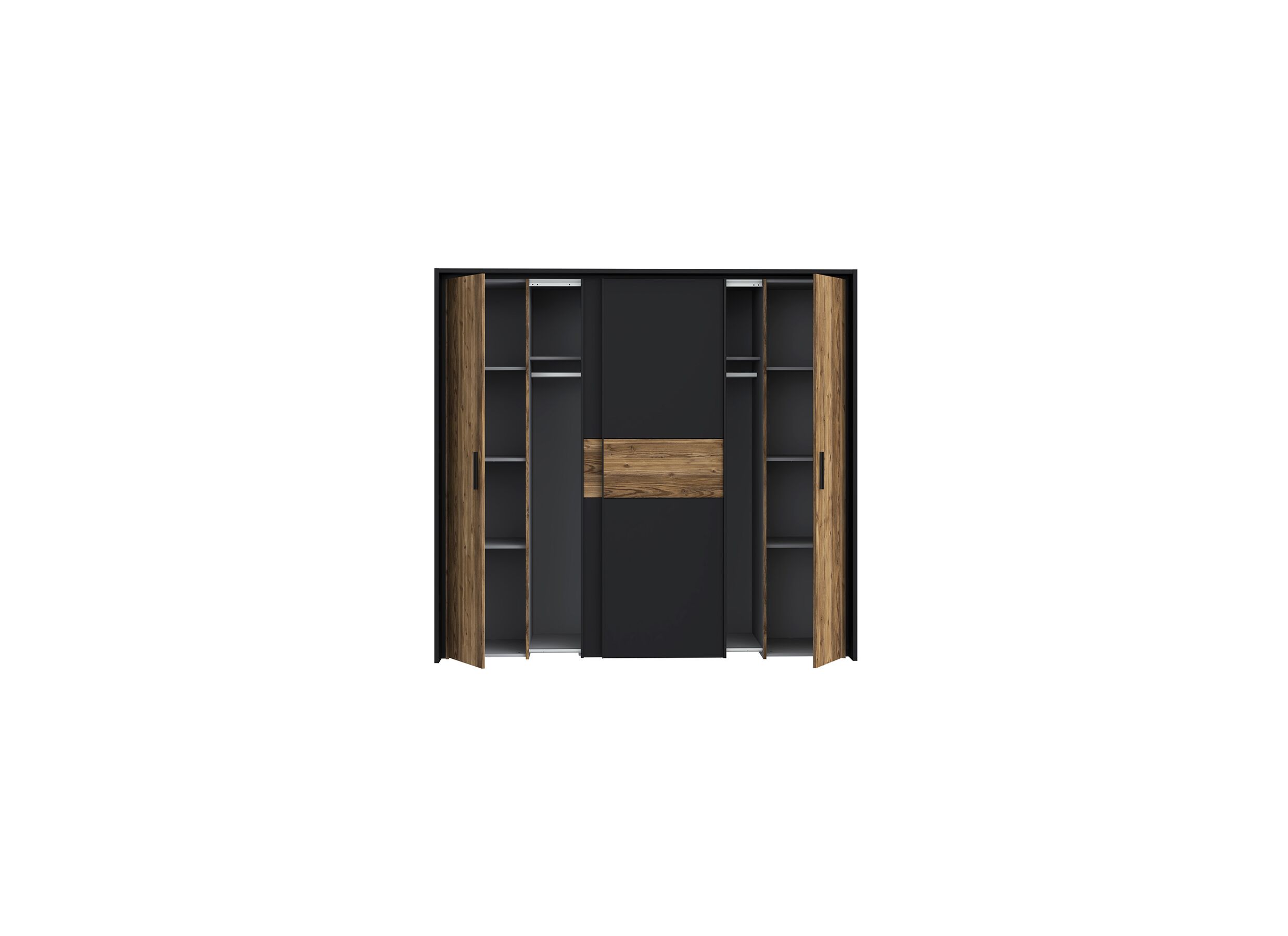 Kleerkast Jabim 209cm - decor - bruin/zwart