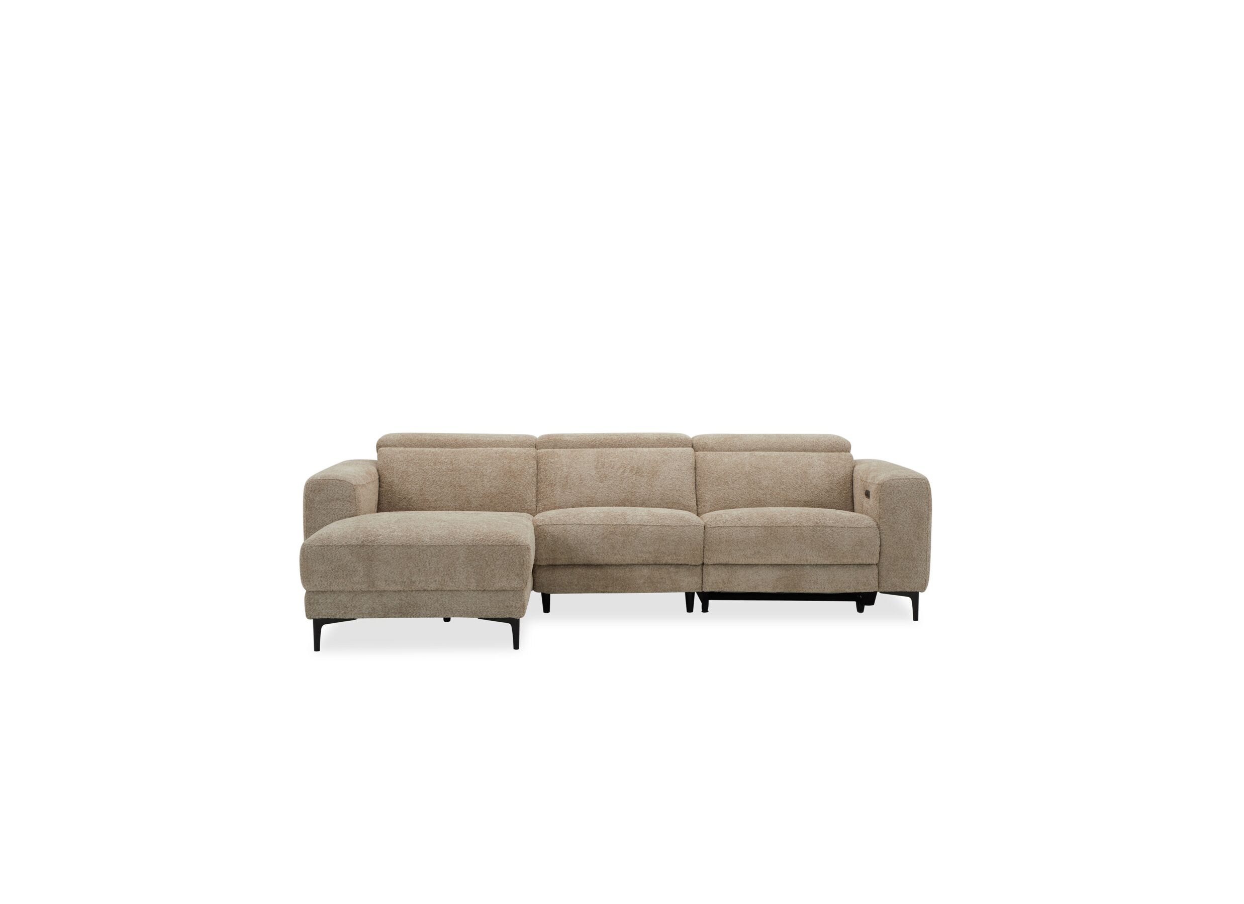 Aperçu - Canapé d'angle Cine 168x277cm - tissu - taupe avec relax