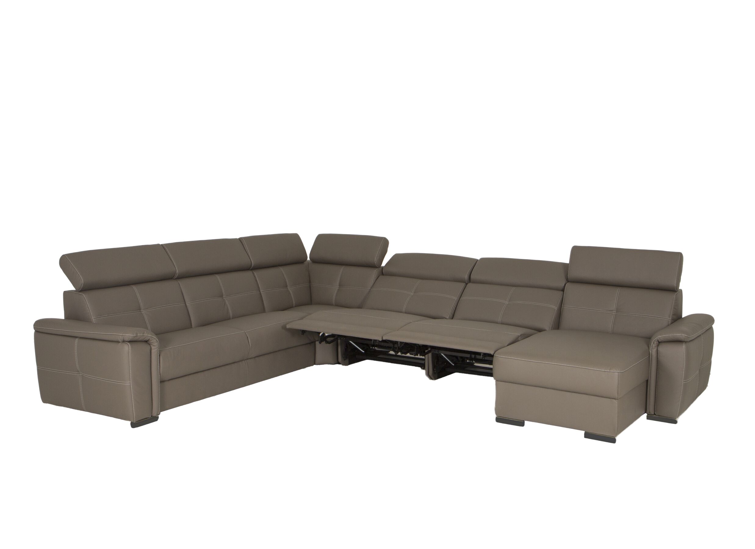 Aperçu - Canapé d'angle Erba 376x291cm - tissu - gris foncé avec relax