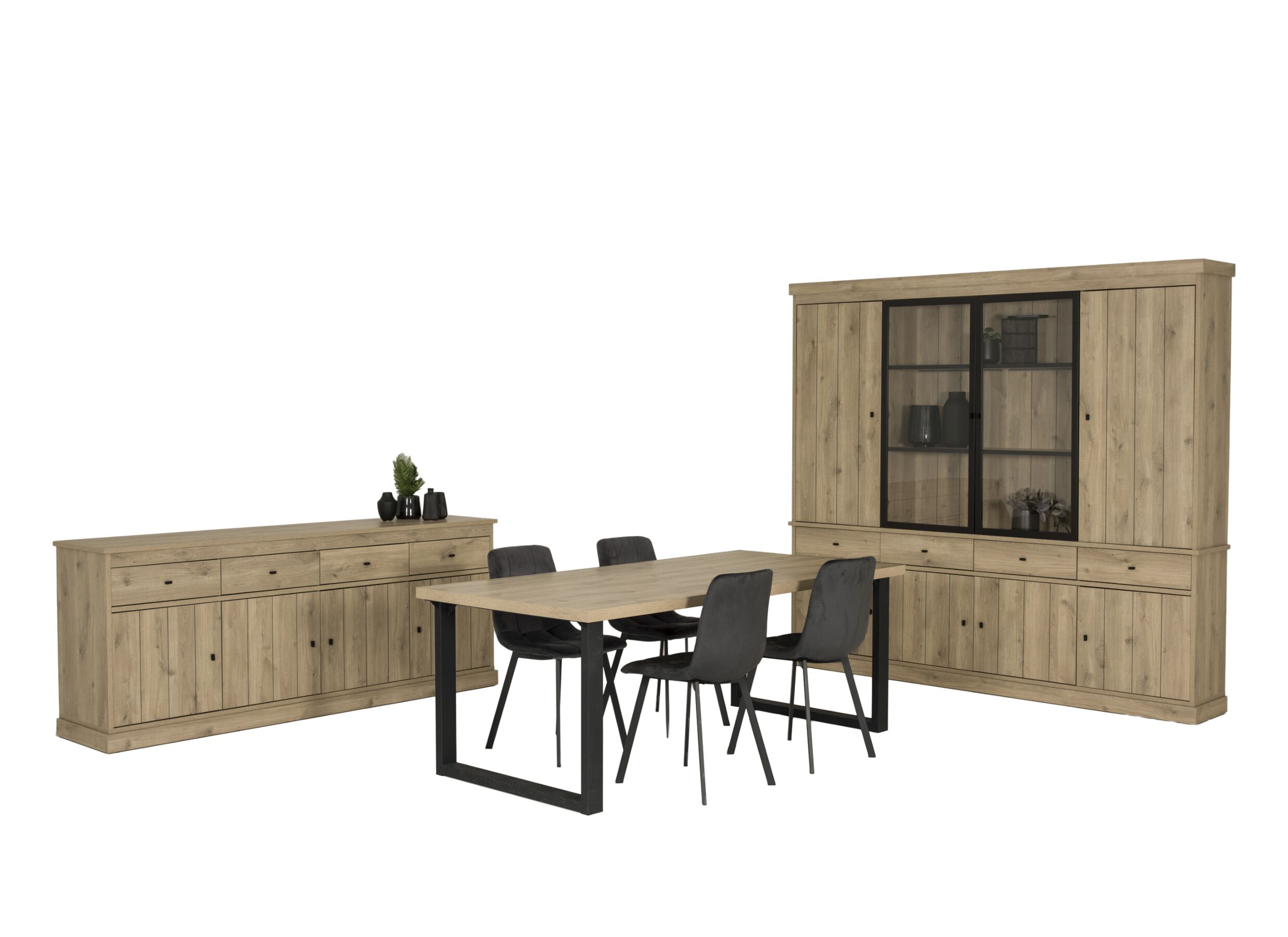 Setfoto - Tafel Valencia 210x98cm - melamine - lichte eik