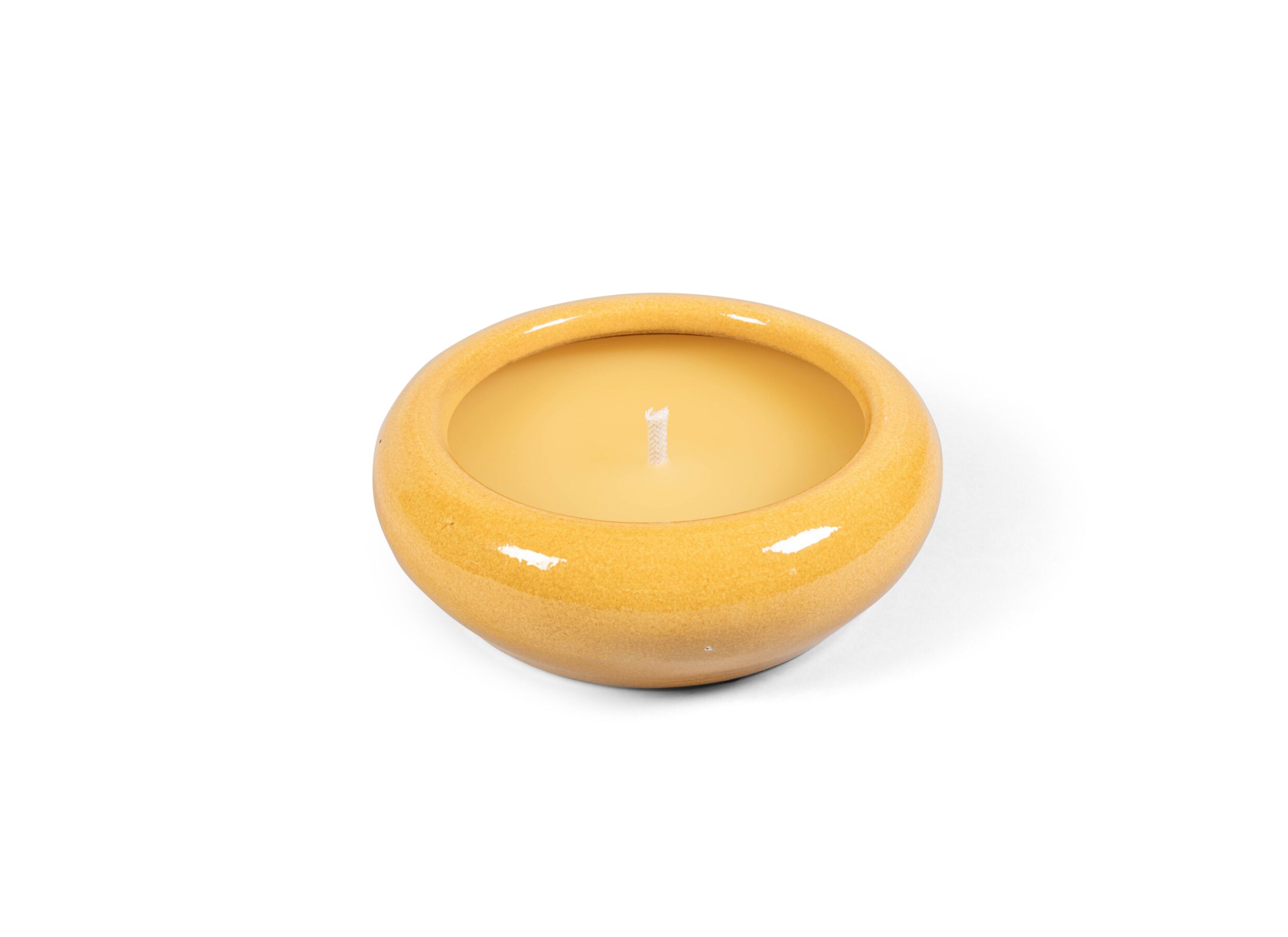 Tuinkaars Ø28x10cm - keramiek - oker - Bougie extérieur Ø28x10cm - céramique - ocre