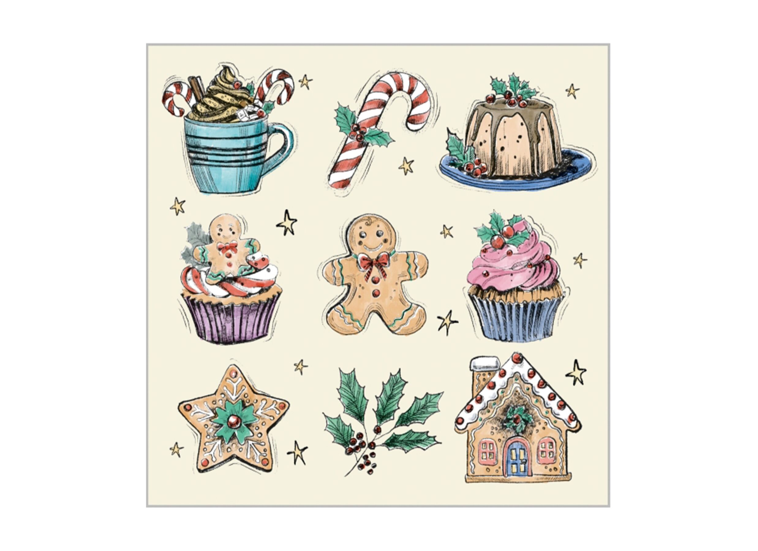 Hoofdfoto - Serviette Dolcetti Natale 25x25cm - papier - multicolor - 20 stuks