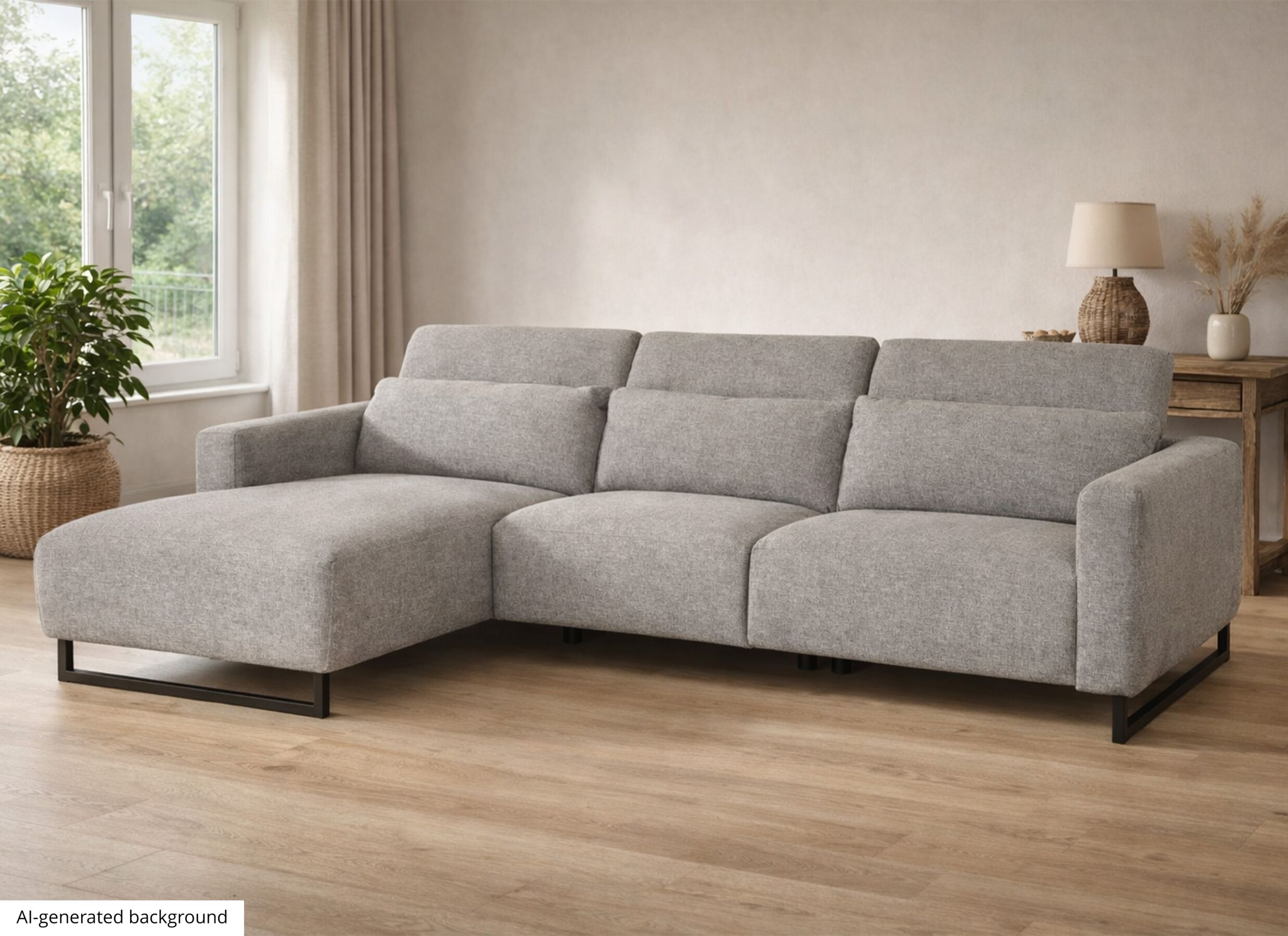 AI Generated - Hoeksalon Lexus 327x189cm - stof - grijs met relax