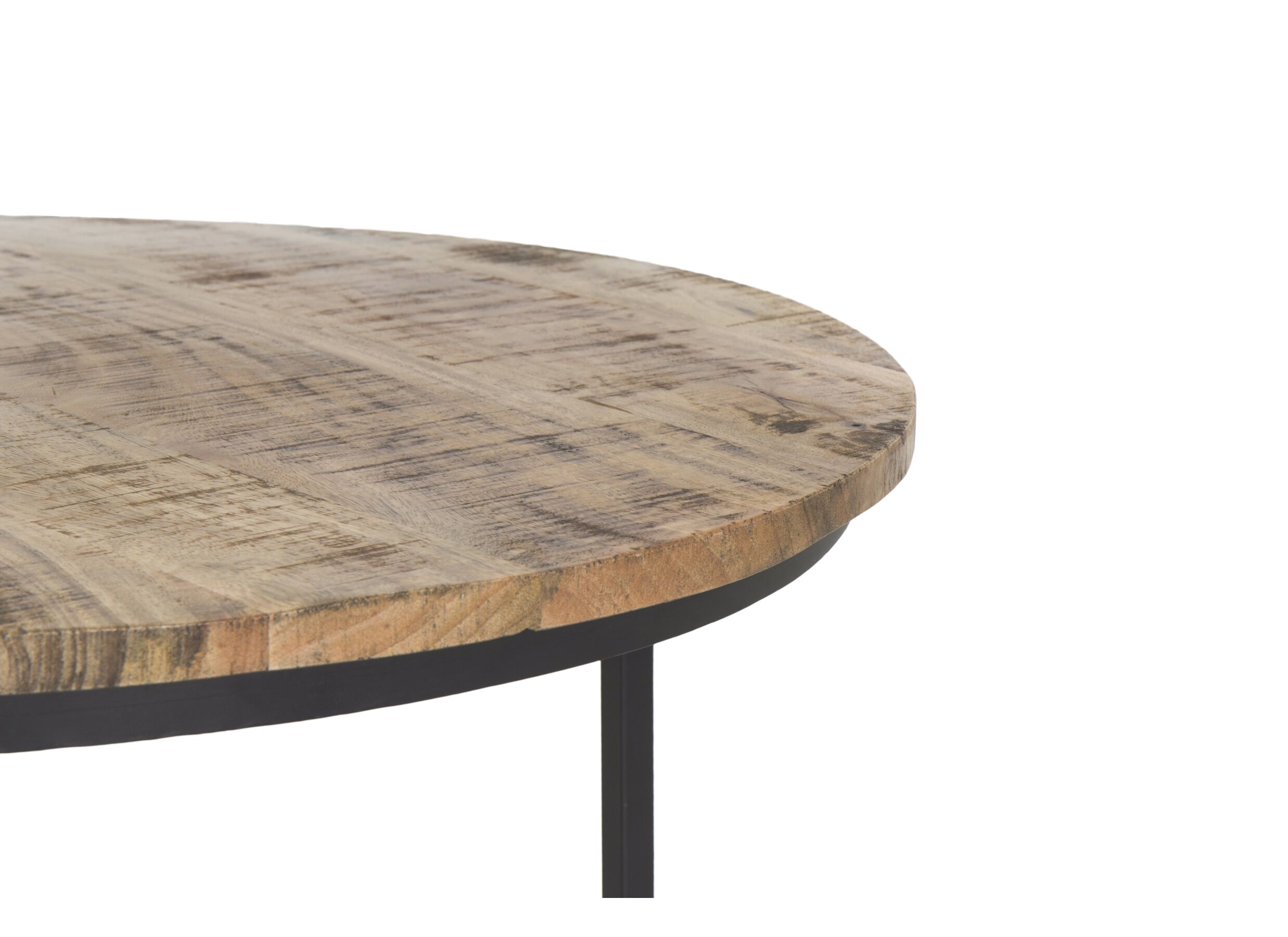 Detailfoto - Bijzettafel Scrooge hout massief metaal rond set van 2
