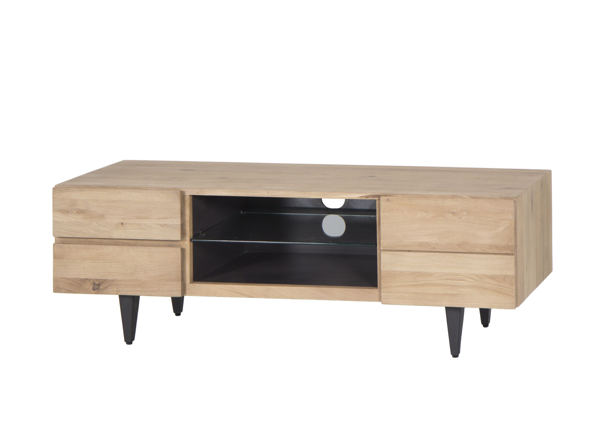 Meuble TV Palacio 150cm - chêne massif & décor - naturel