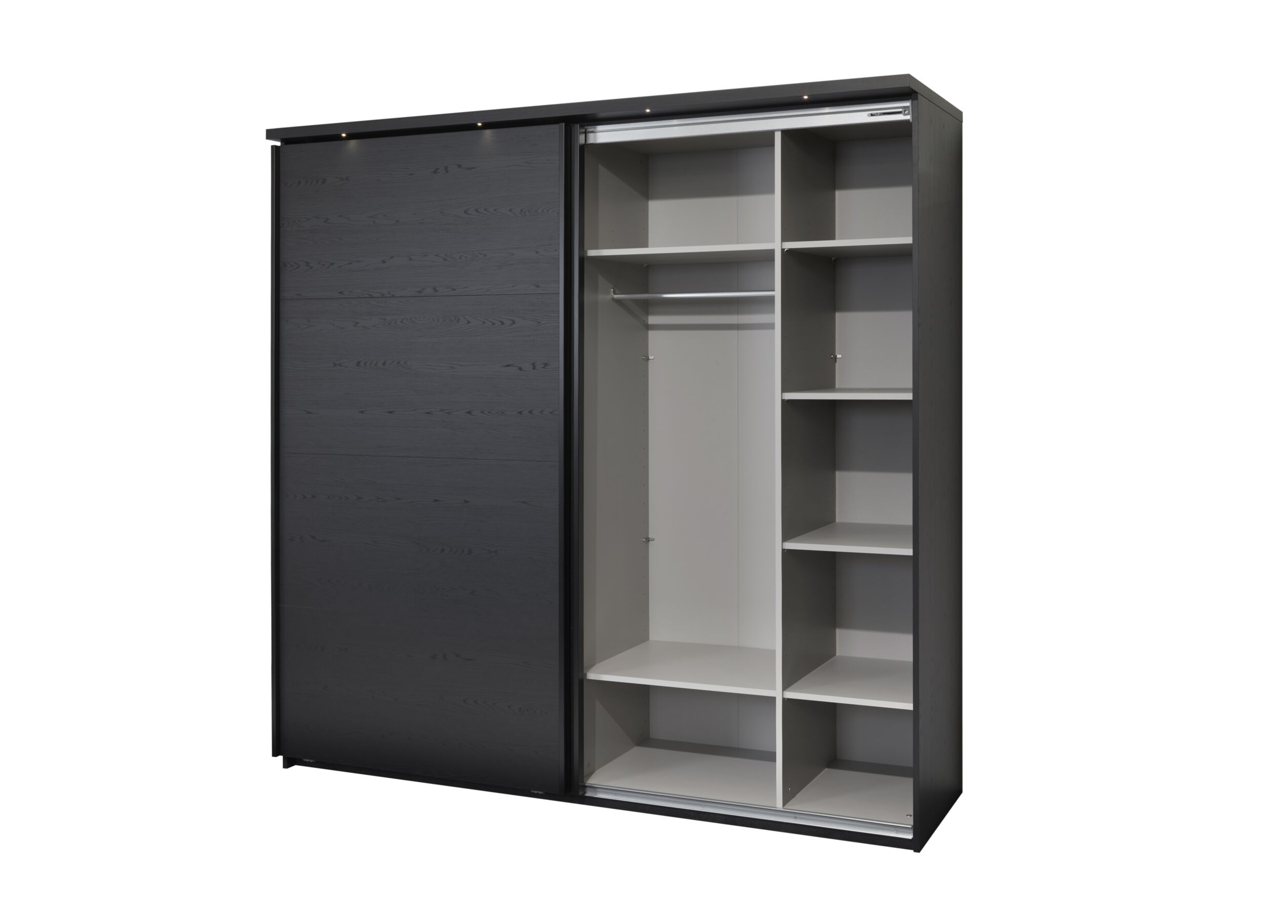 Armoire à portes coulissantes Rosie 245cm - mélamine - noir