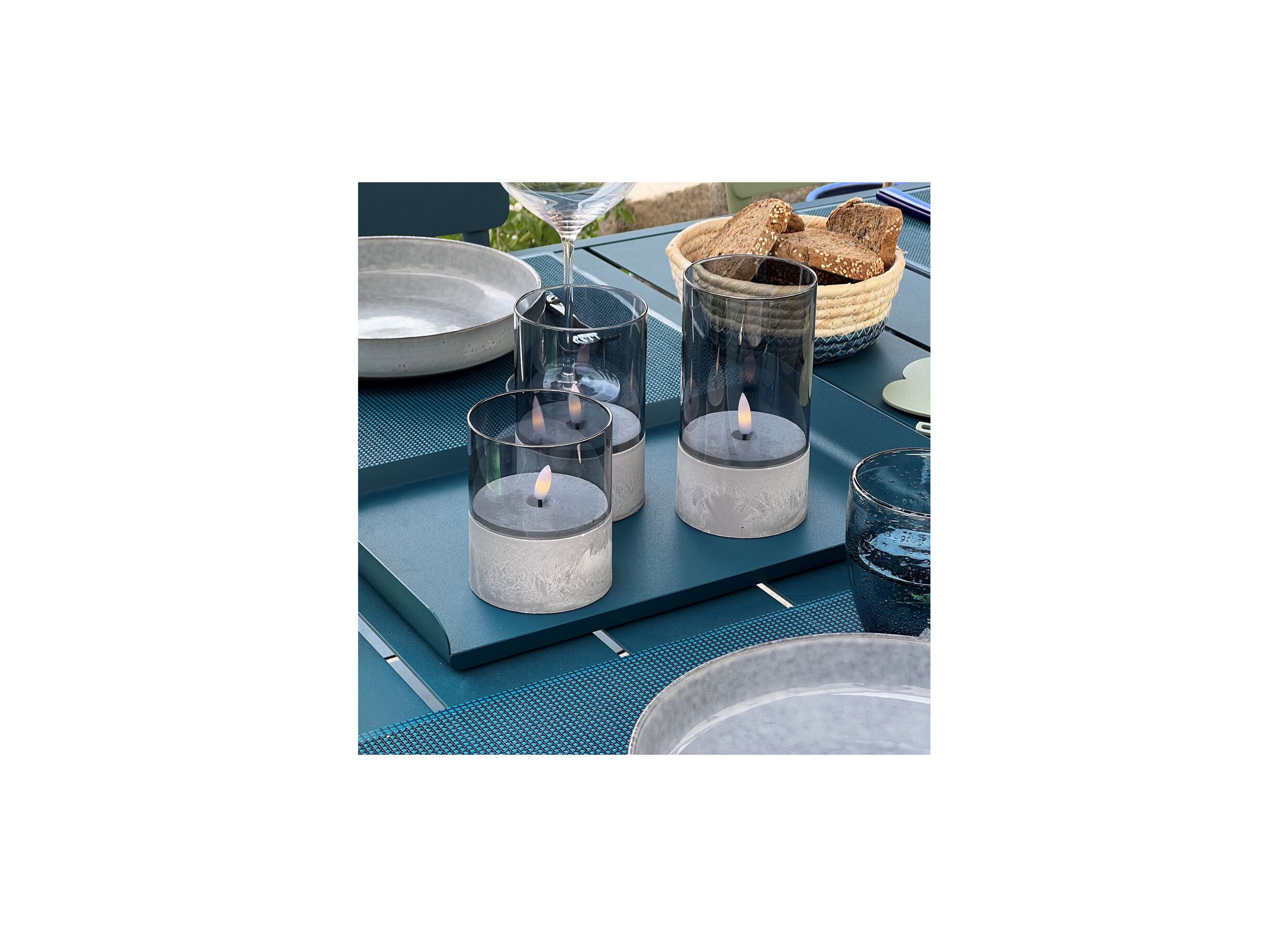 Sfeerfoto - Ledkaars Bougie H15cm - kunststof/glas - grijs