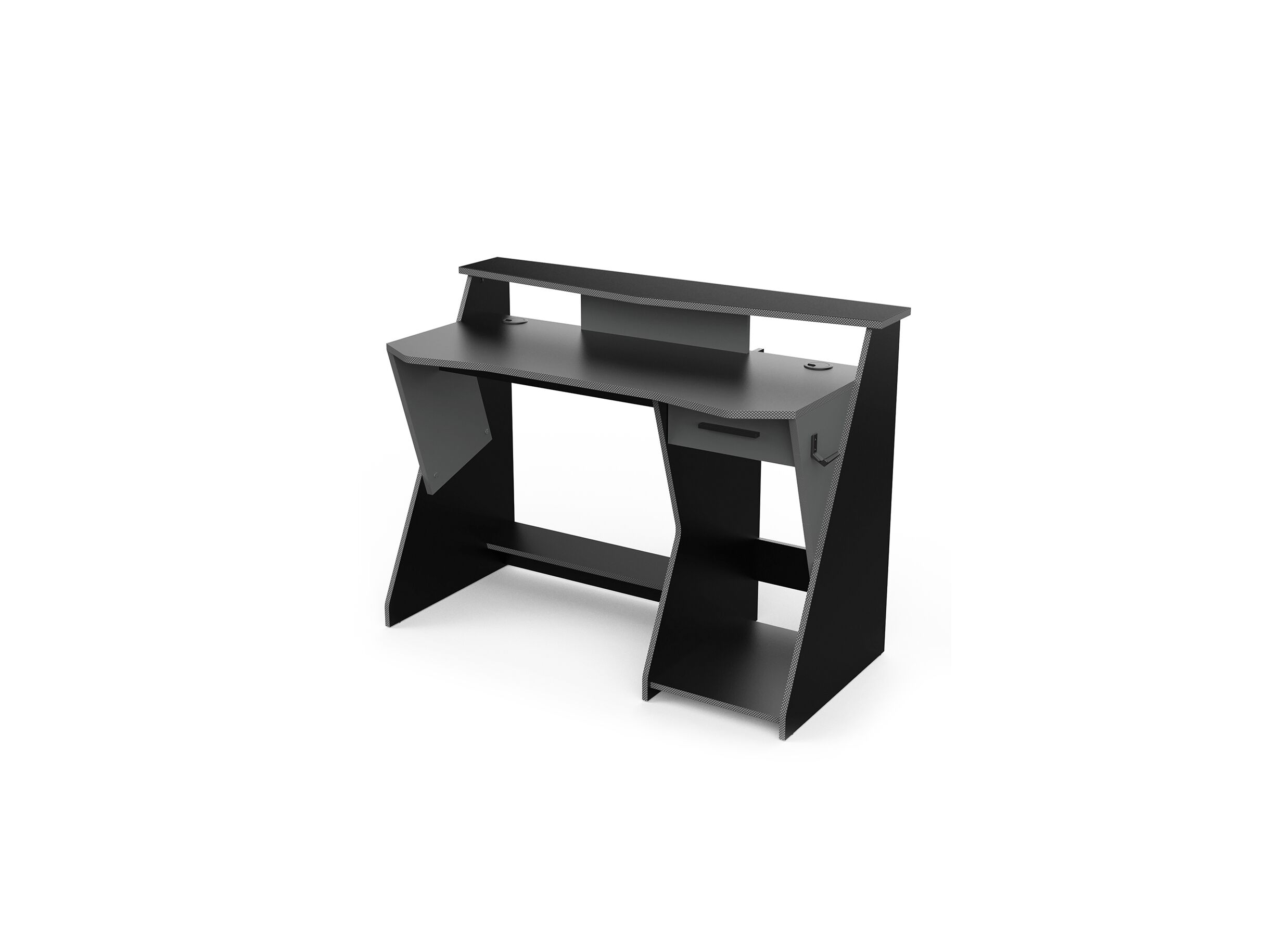 Gamingbureau Skin 124x60cm - melamine - zwart & grijs