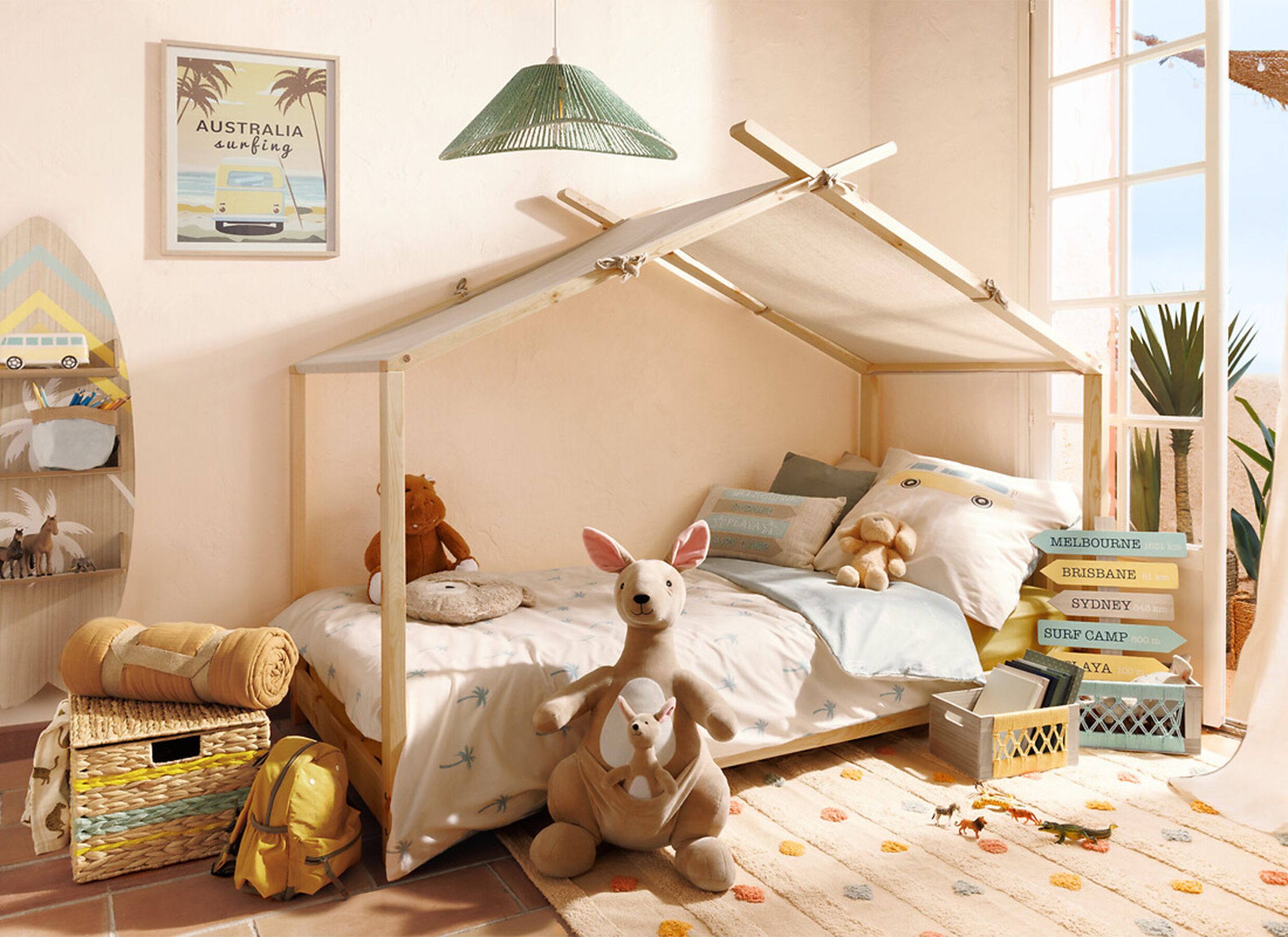 Sfeerfoto - Knuffel Kangourou Blake H63cm - gerecycleerde polyester - beige