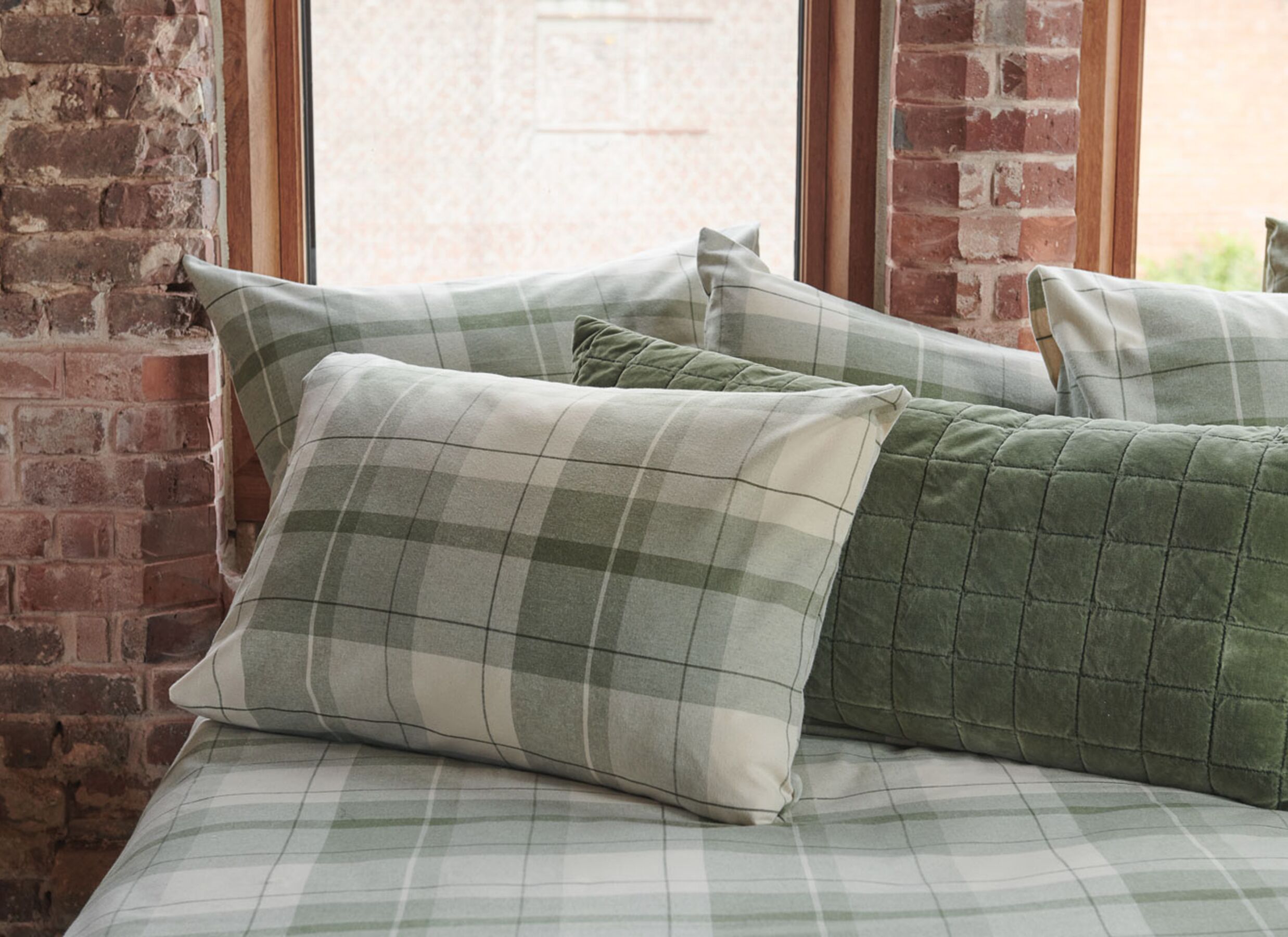 Detailfoto - Dekbedovertrek Rolf 260x220/240cm - flanel - groen
