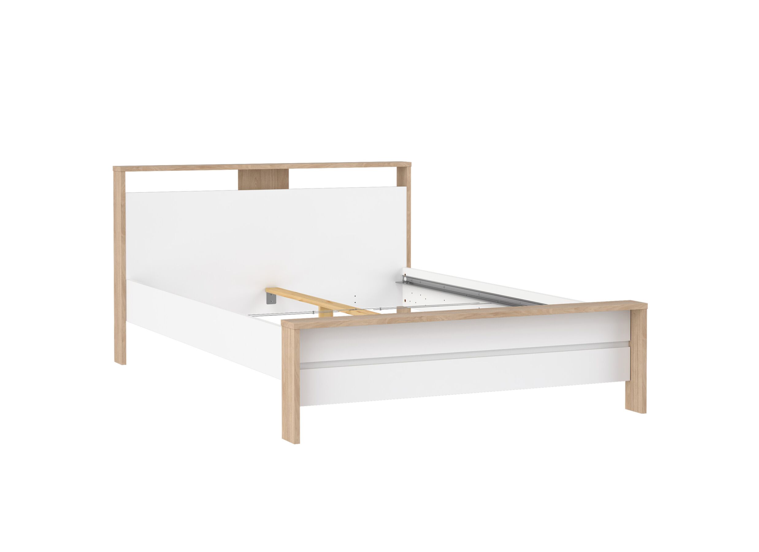 Overzichtsfoto - Bed Next 140x200cm - melamine - glanzend wit & jackson hickory