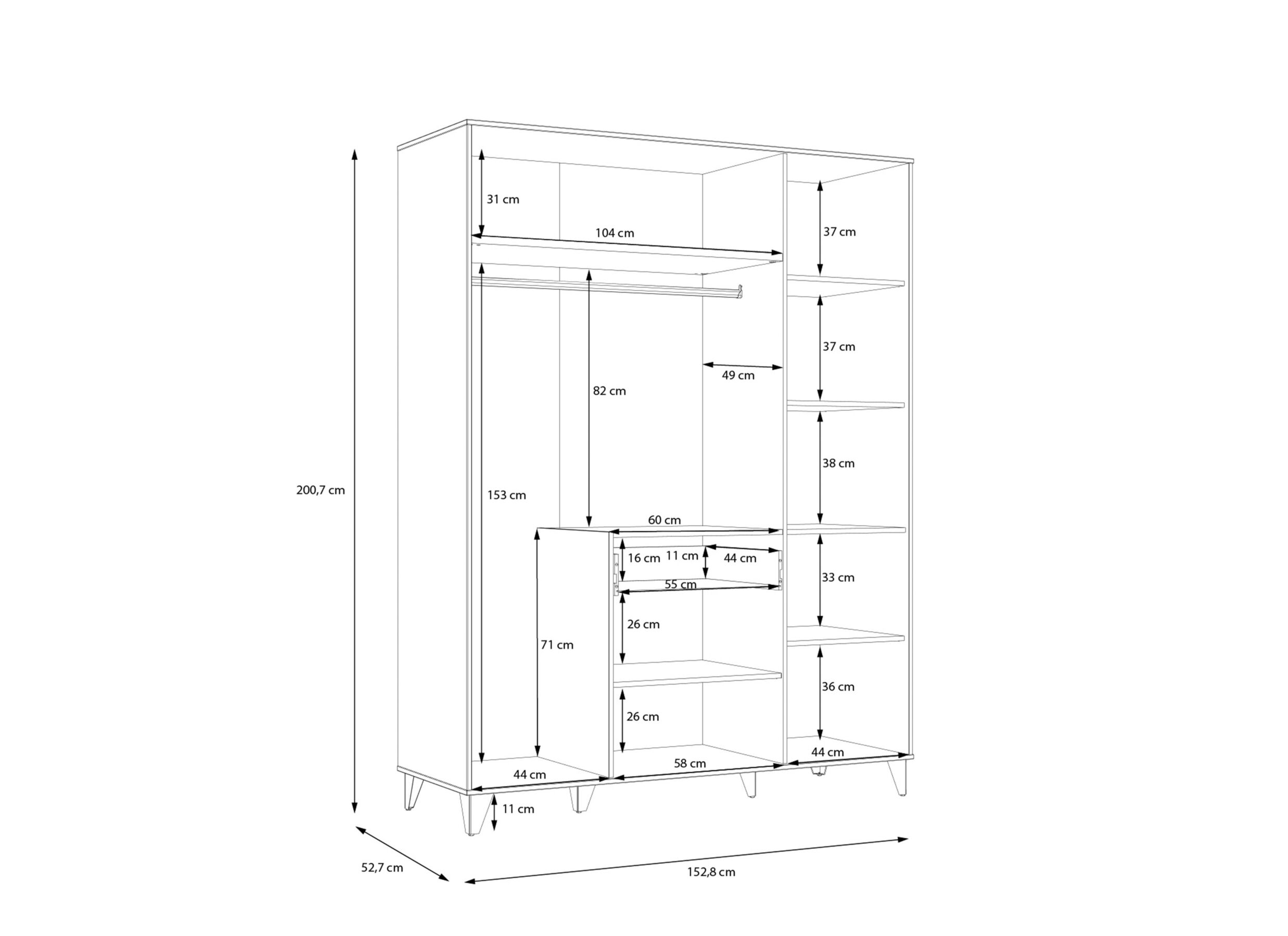 Garde-robe Lya 153cm - décor - cabezone oak/mauvella