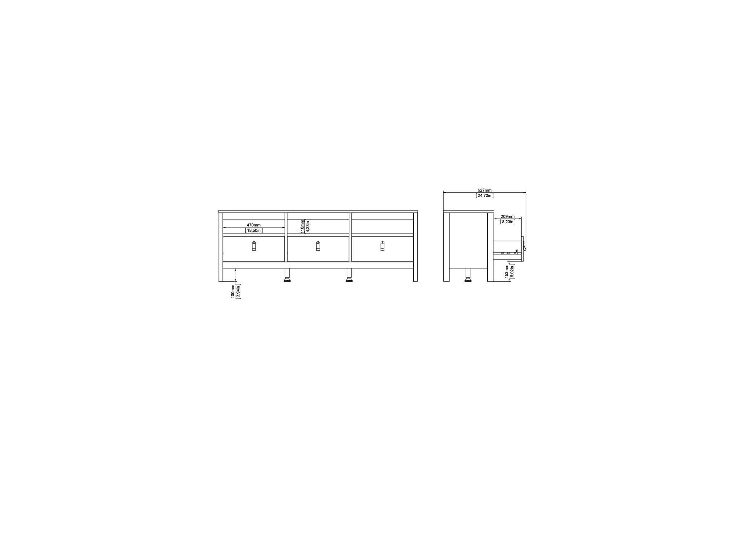 Tv-meubel Madrid 152cm - meubelplaat - matzwart
