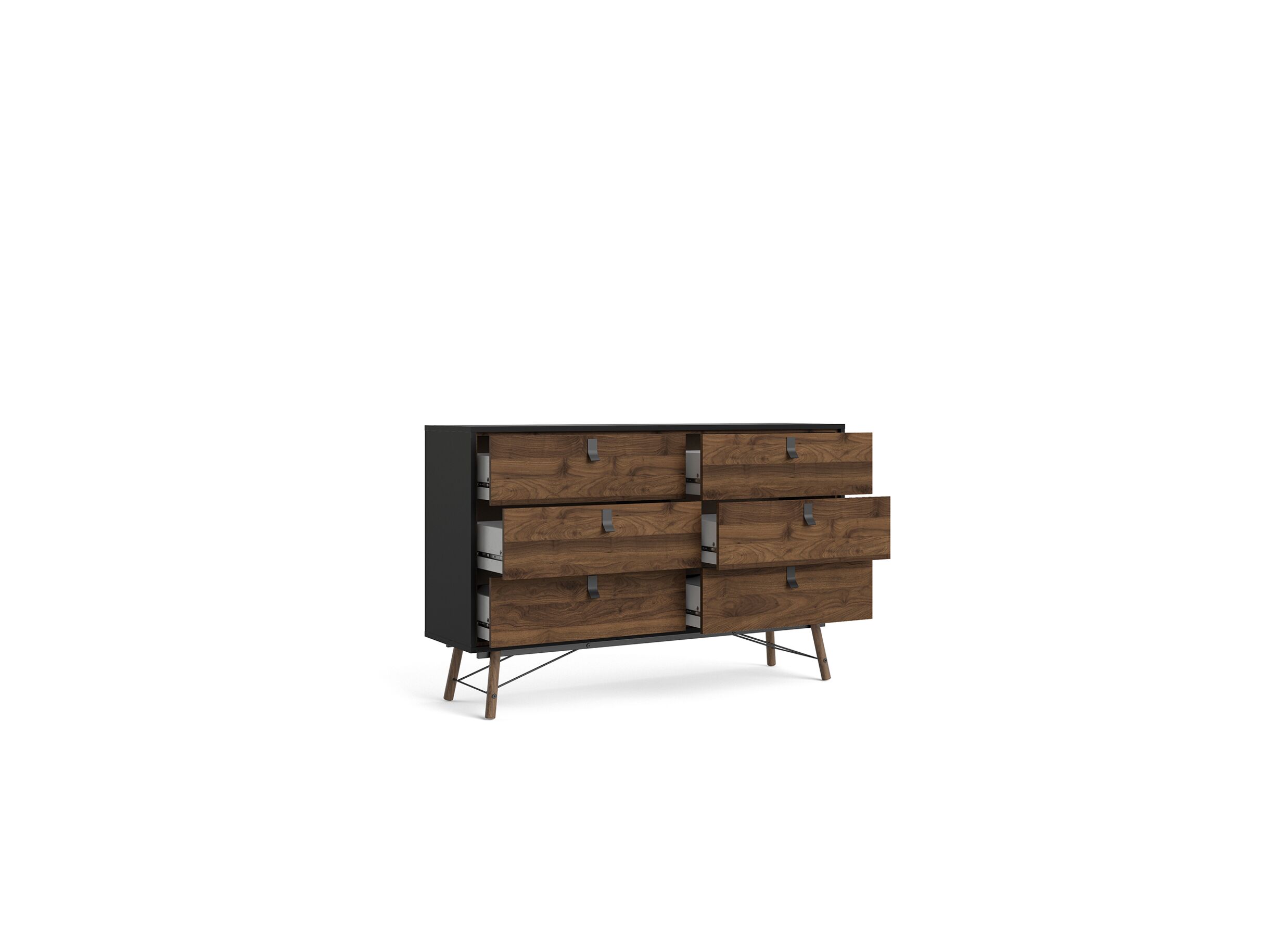 Ladekast Ry 151x41x95cm - decor - mat zwart/okkernoot