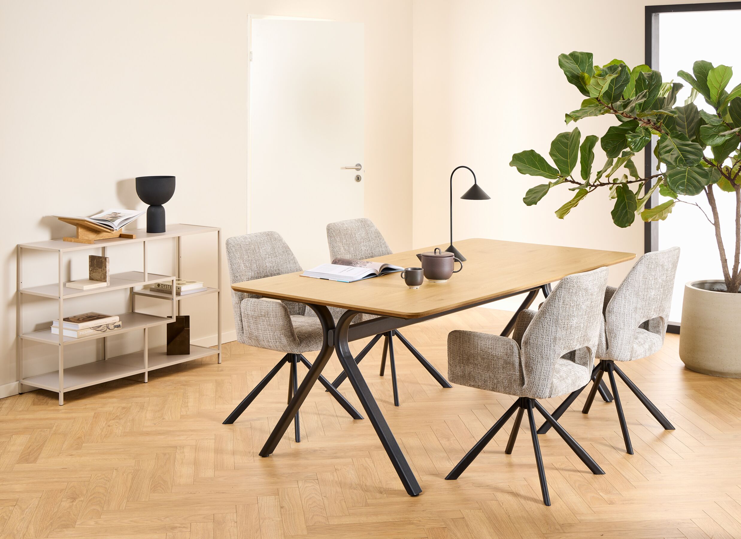 Sfeerfoto - Tafel 200x100cm - decor & staal - eik & zwart
