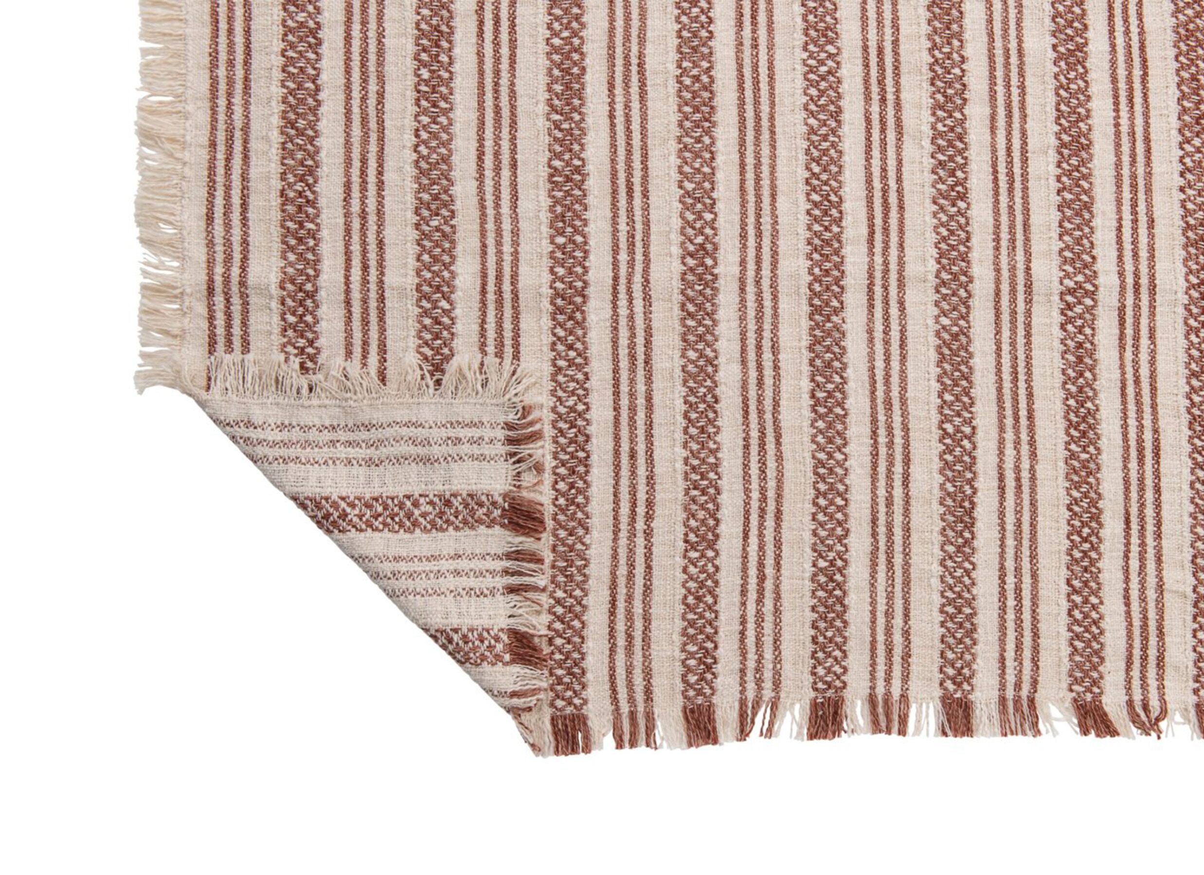 Detail - Plaid 130x180cm - coton - blanc cassé & brun rouille