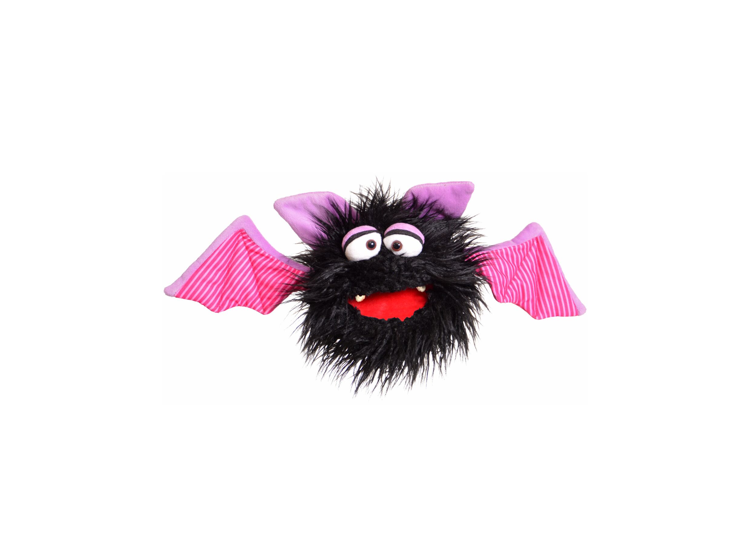 Handpop Schnips vleermuis H20cm - polyester - zwart/roze - Marionnette à main Schnips chauve-souris H20cm - polyester - noir/rose