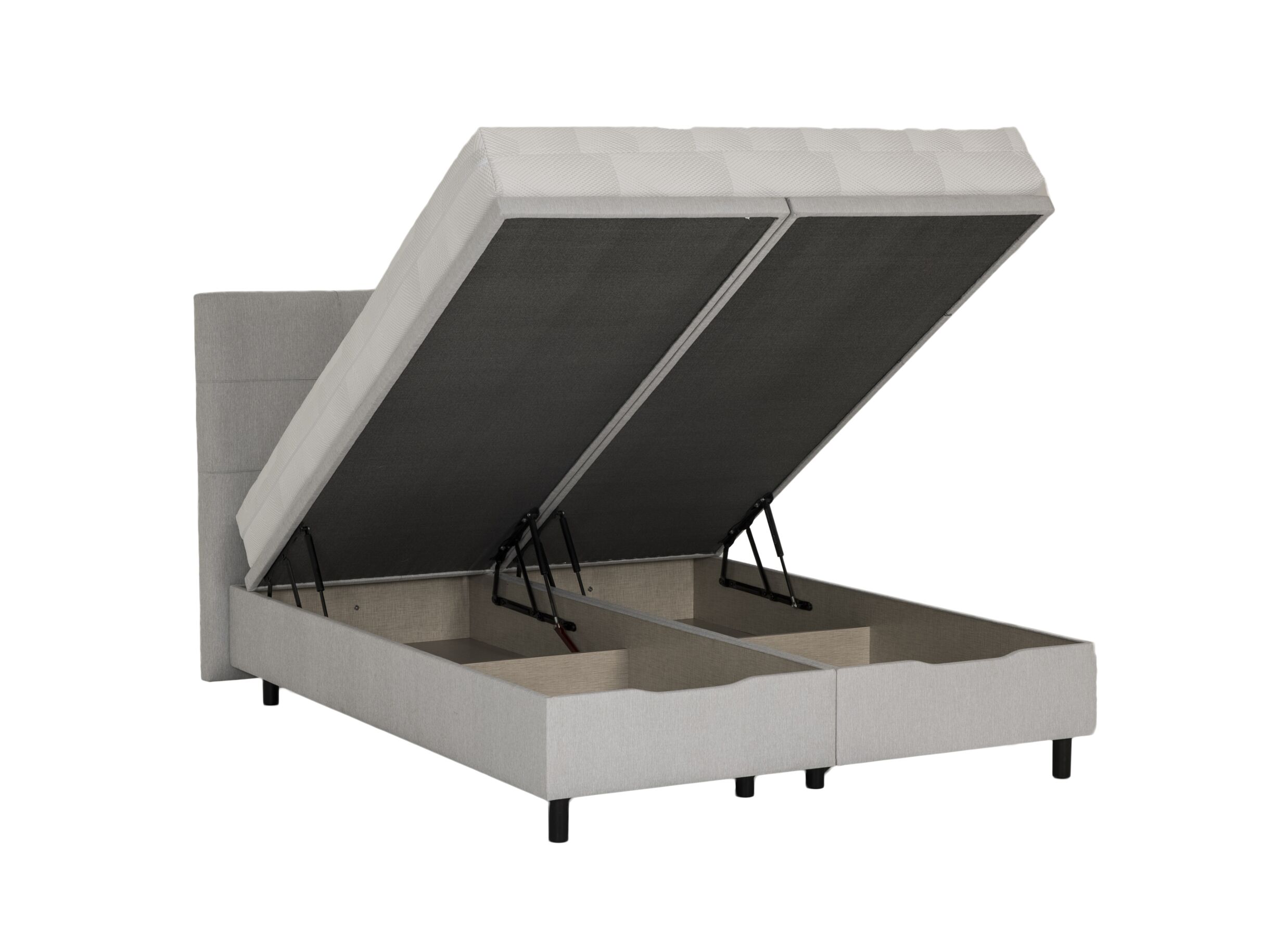 Overzichtsfoto - Bedbox Cosy 180x200cm - stof - lichtgrijs met opbergruimte