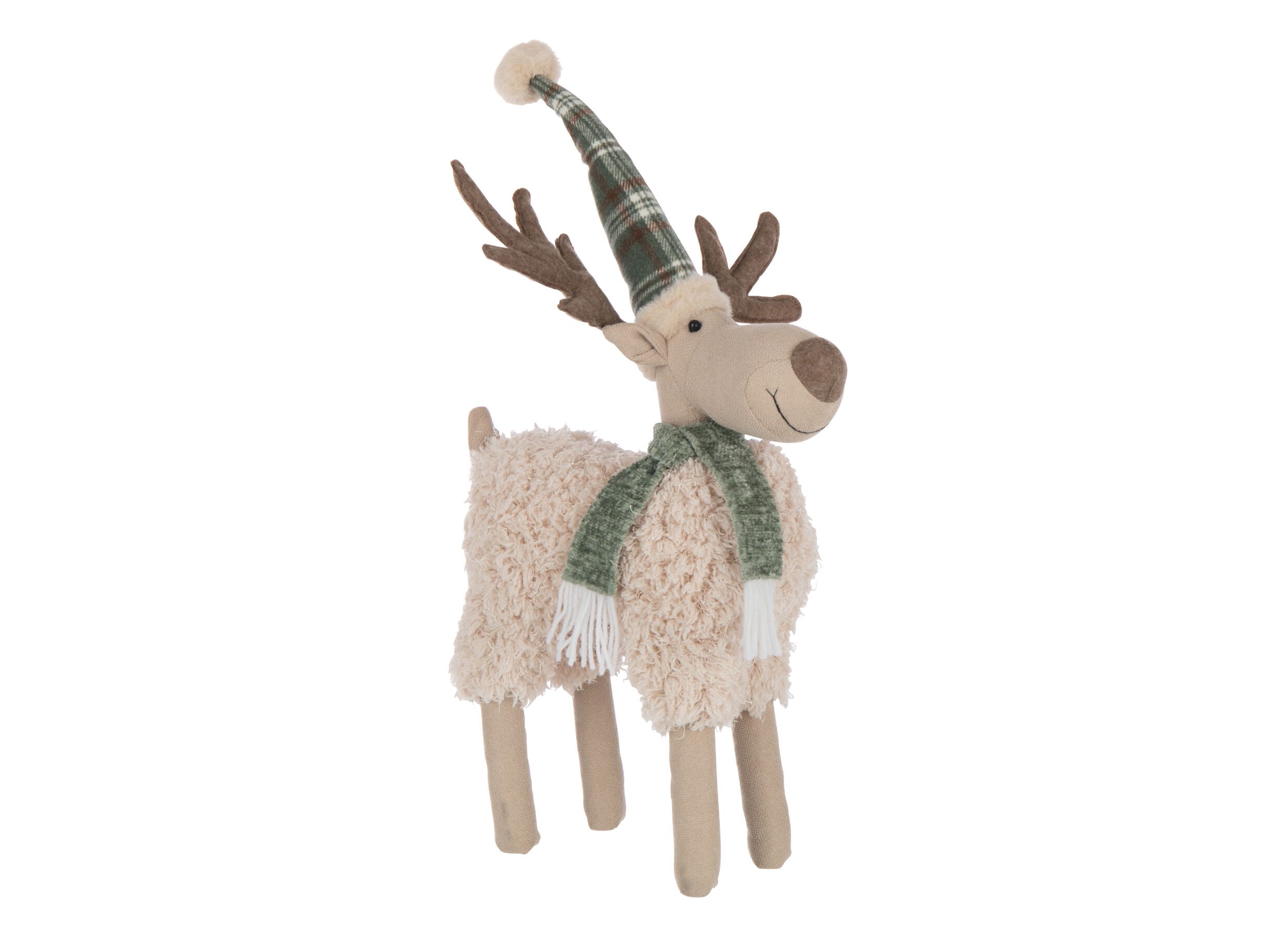 Kerstdecoratie Eland Sjaal L 31x14x63cm - polyester - gebroken wit & groen - Kerstdecoratie Eland Sjaal L 31x14x63cm - polyester - gebroken wit & groen