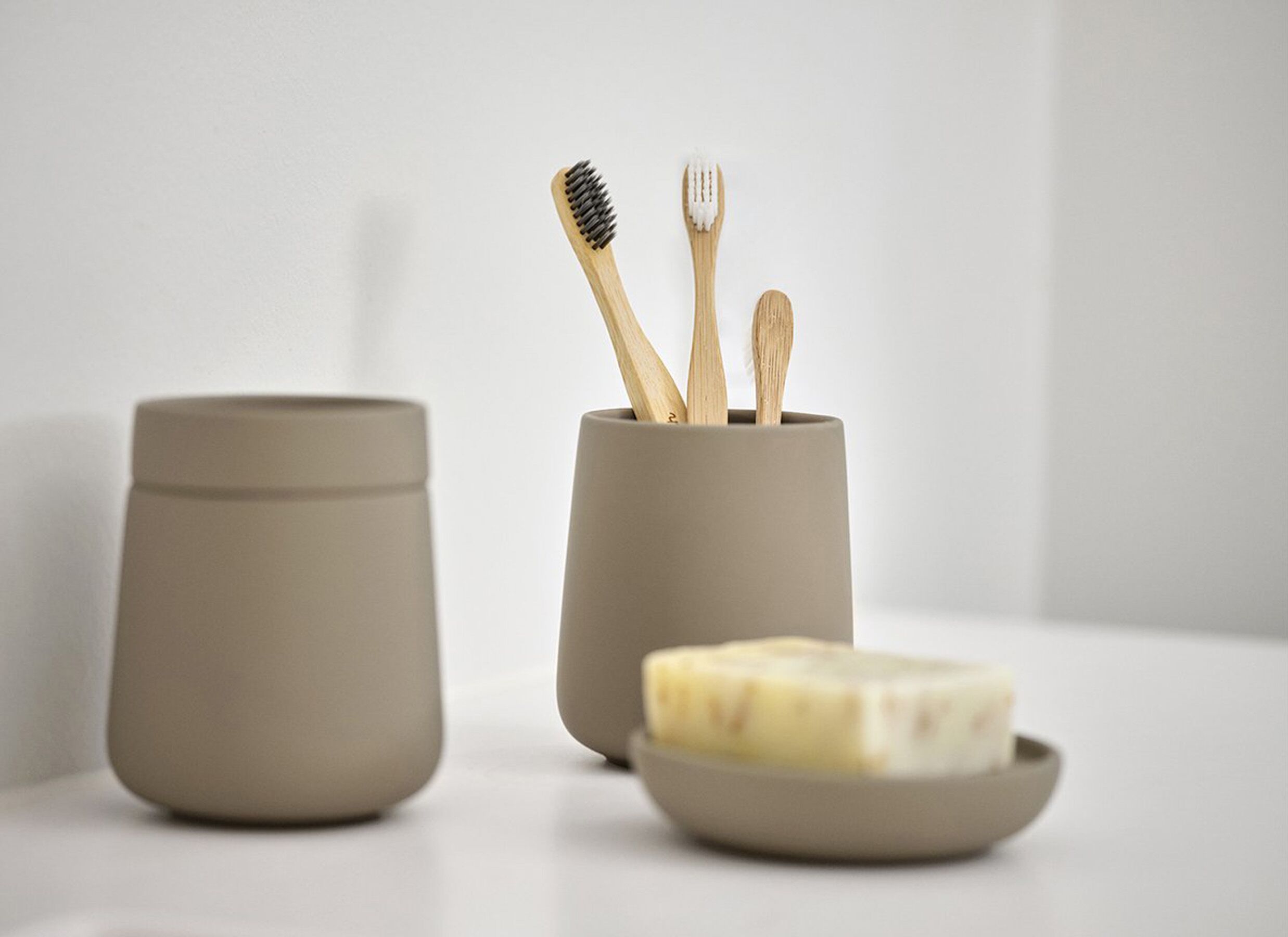 Foto ambiance - Gobelet Ø8x10cm - céramique - taupe