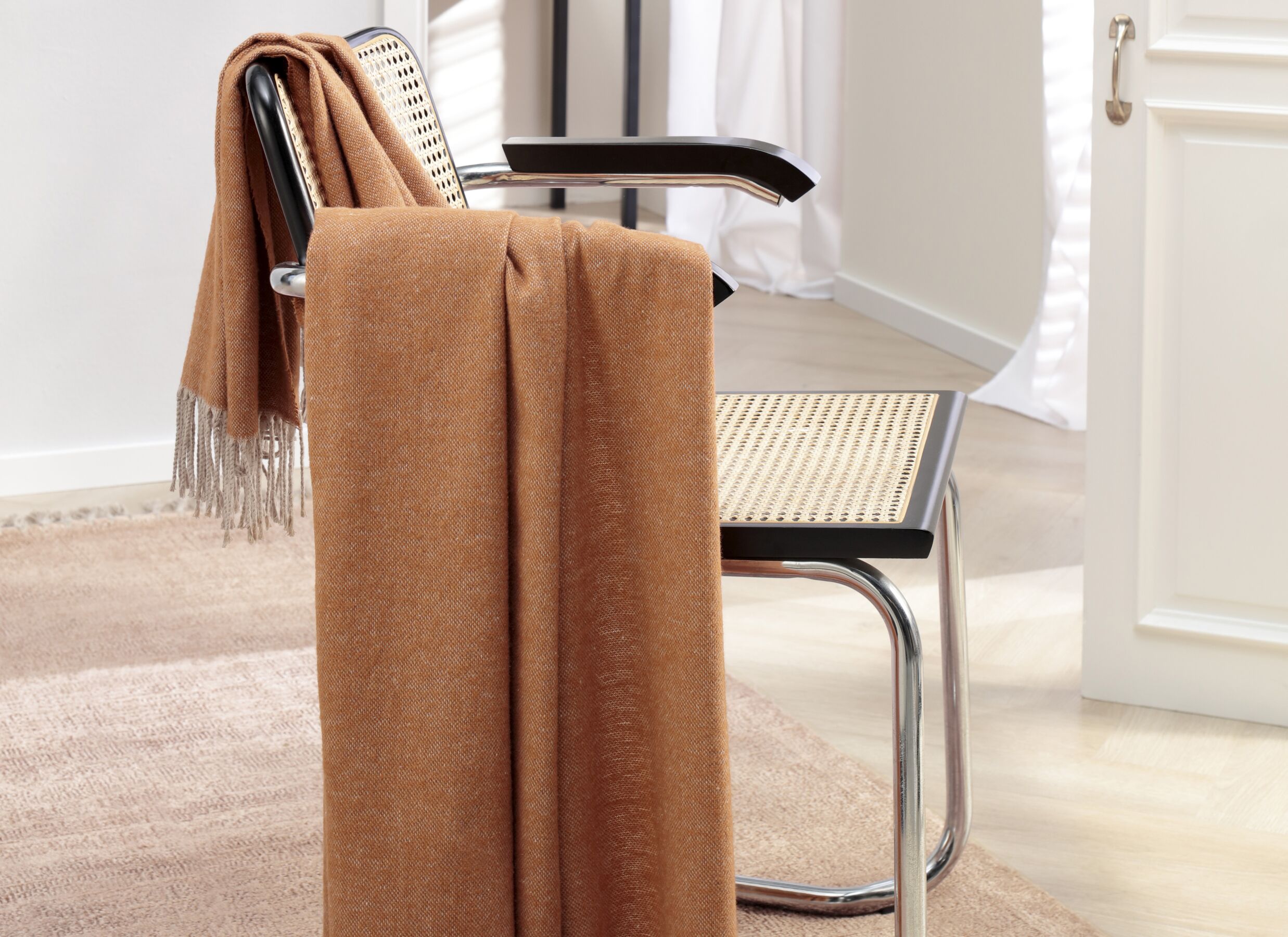 Foto ambiance - Plaid 130x170cm - polyester & coton - rust