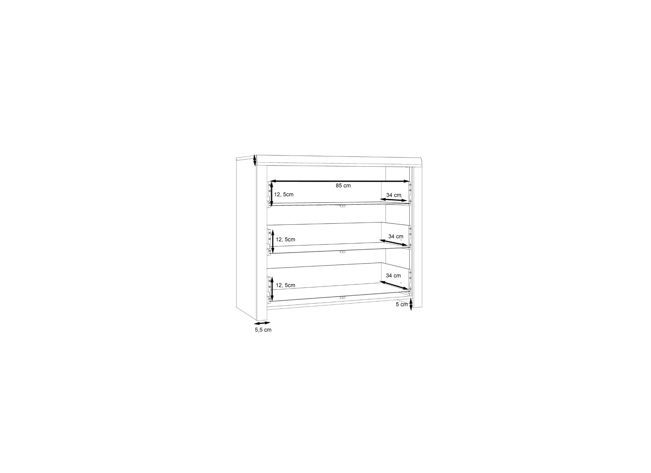 Dimensions - Commode Dalate 101x41x88,2cm - décor - chêne châtaignier/noir mat