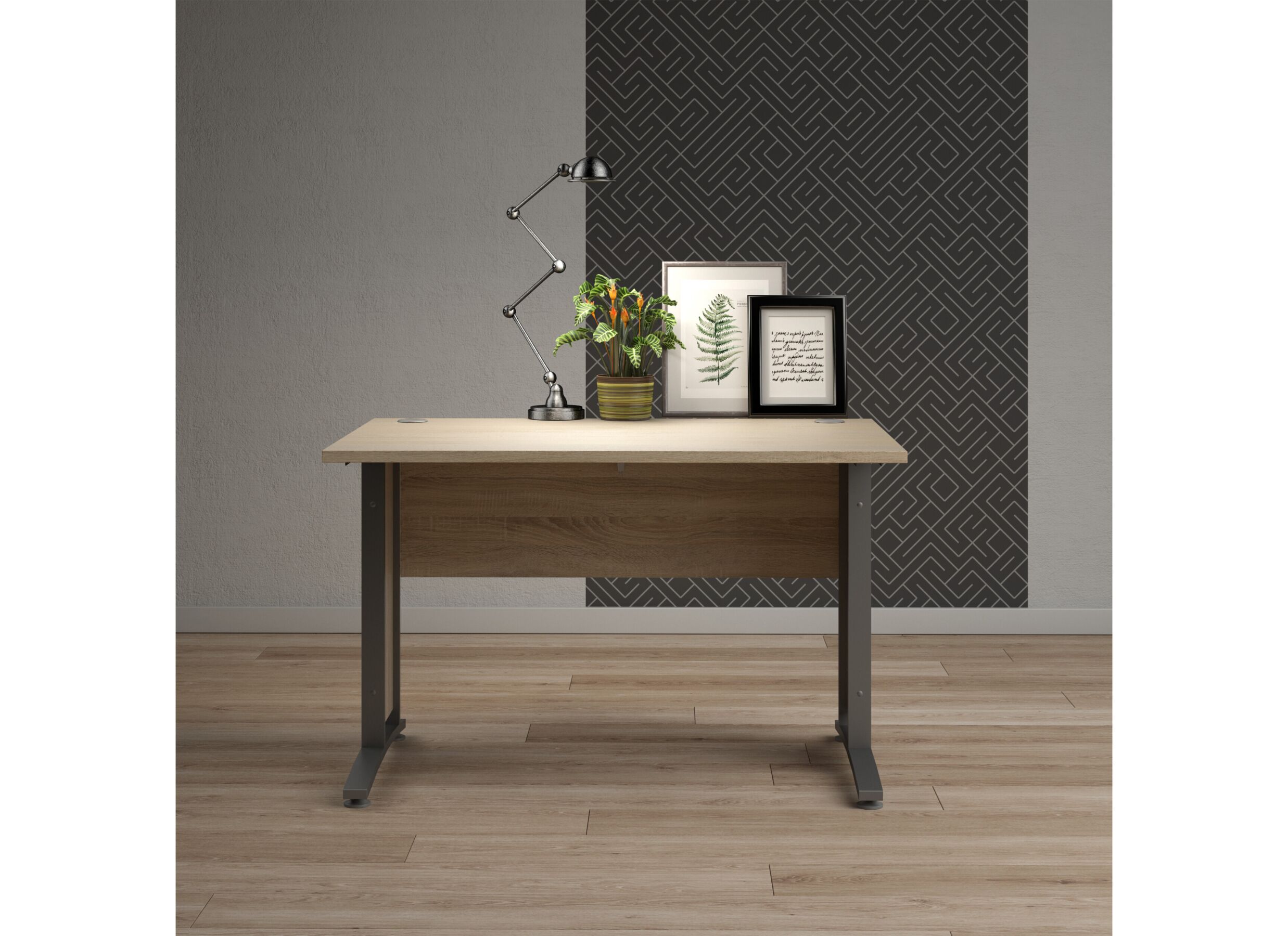 Foto ambiance - Bureau Prima 120x80x75cm - mélamine - chêne & argent