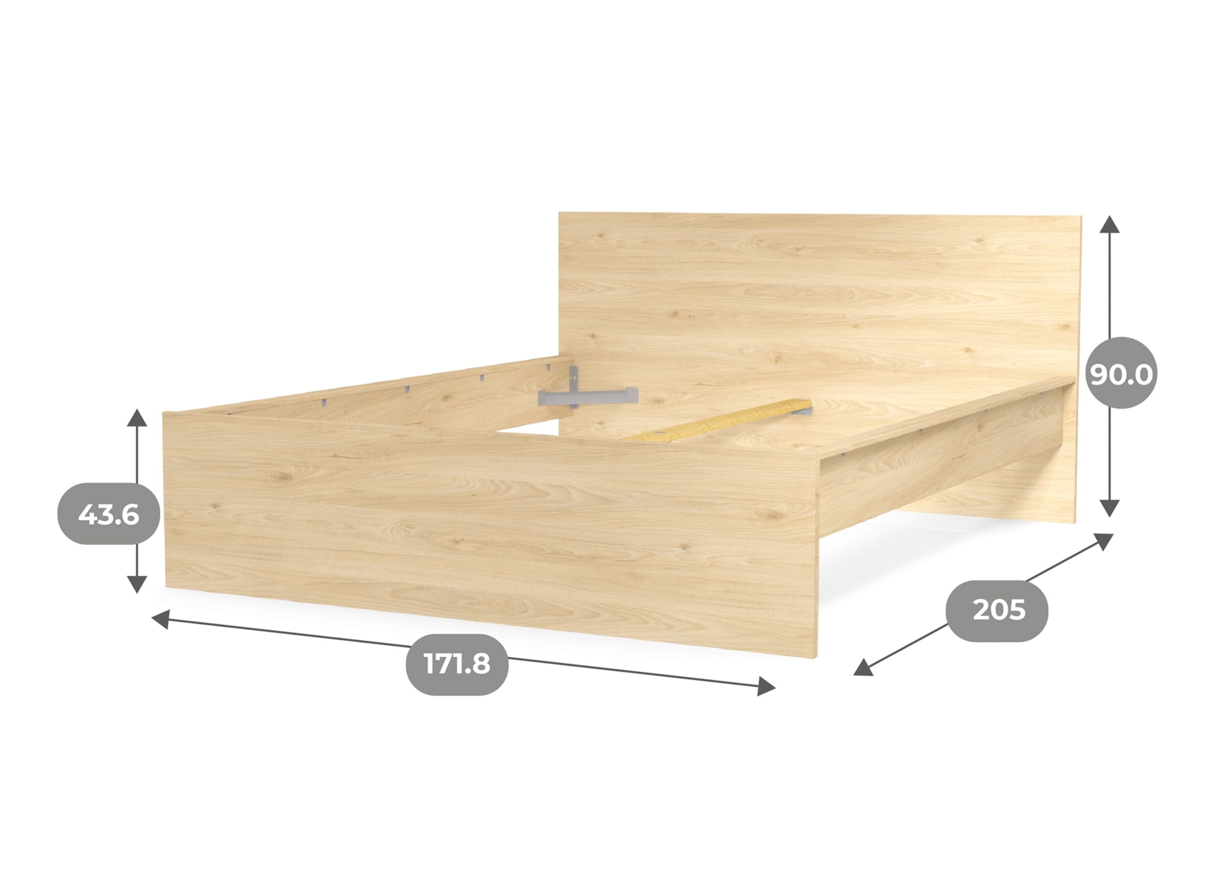 Dimensions - Lit Mosaik 160x200cm - décor - hickory