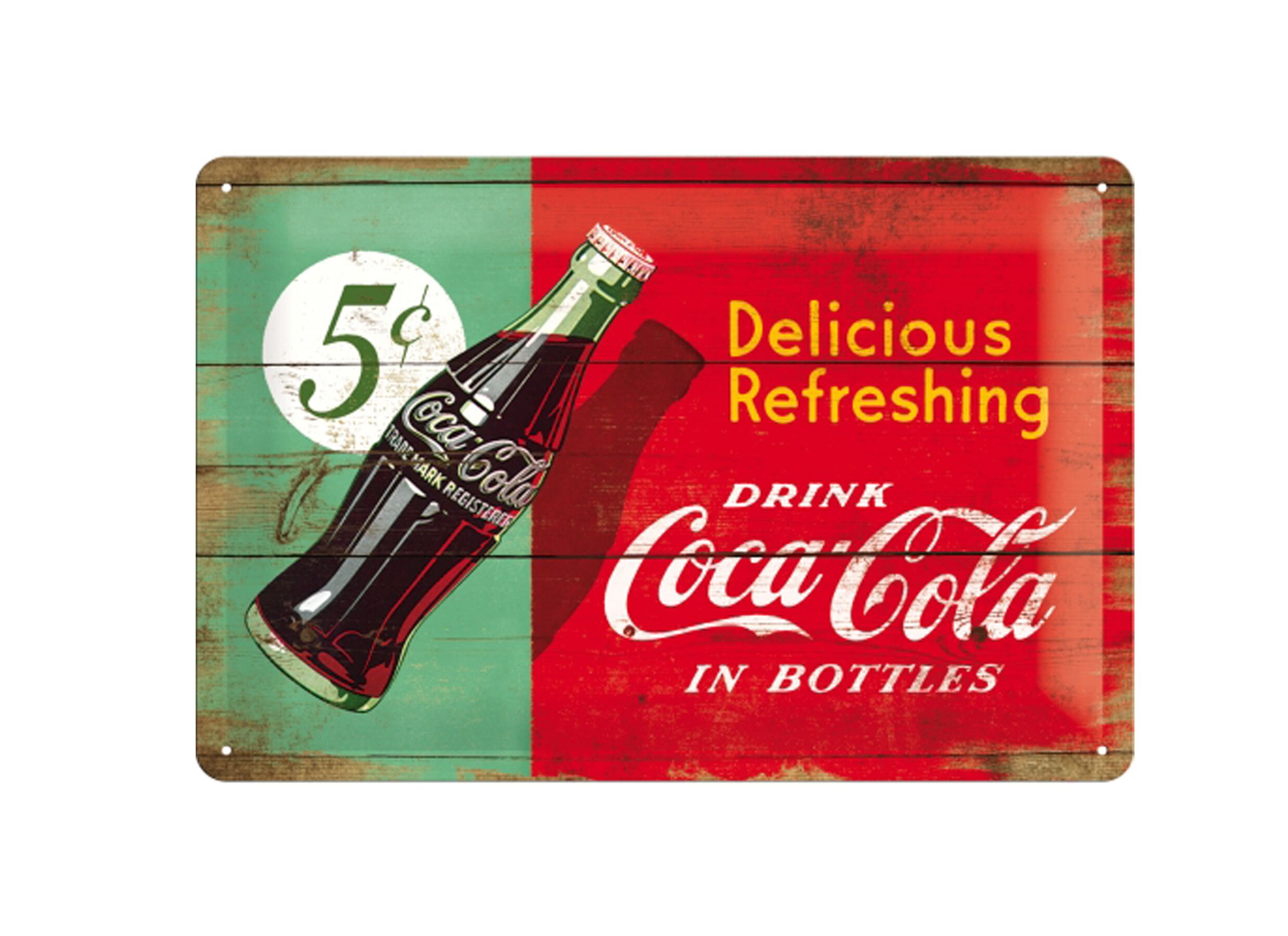 Plakkaat Coca cola 20x30cm - metaal - groen & rood - Plaque Coca cola 20x30cm - métal - vert et rouge
