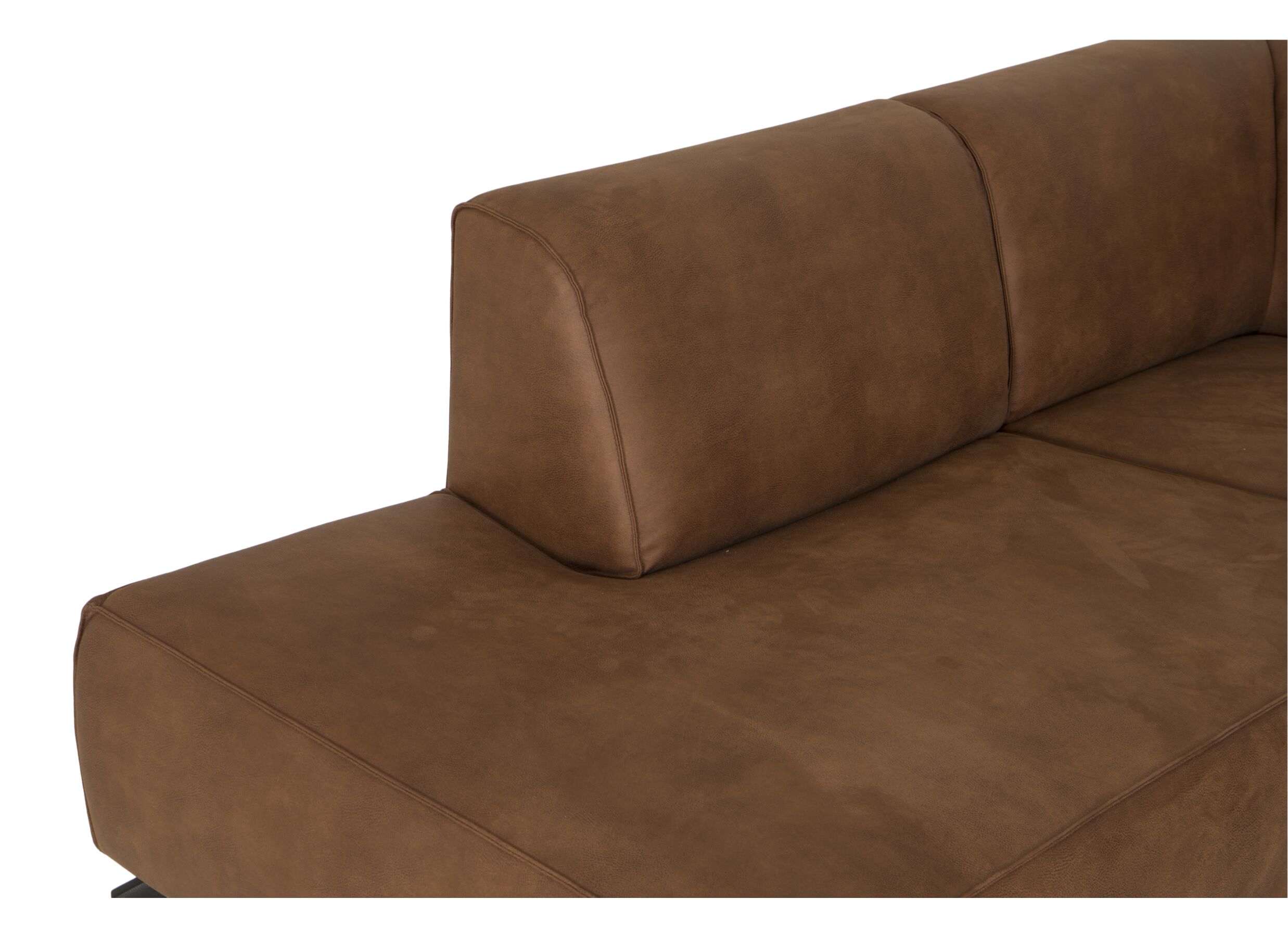 Canapé d'angle Brenda 275x210cm - tissu - cognac