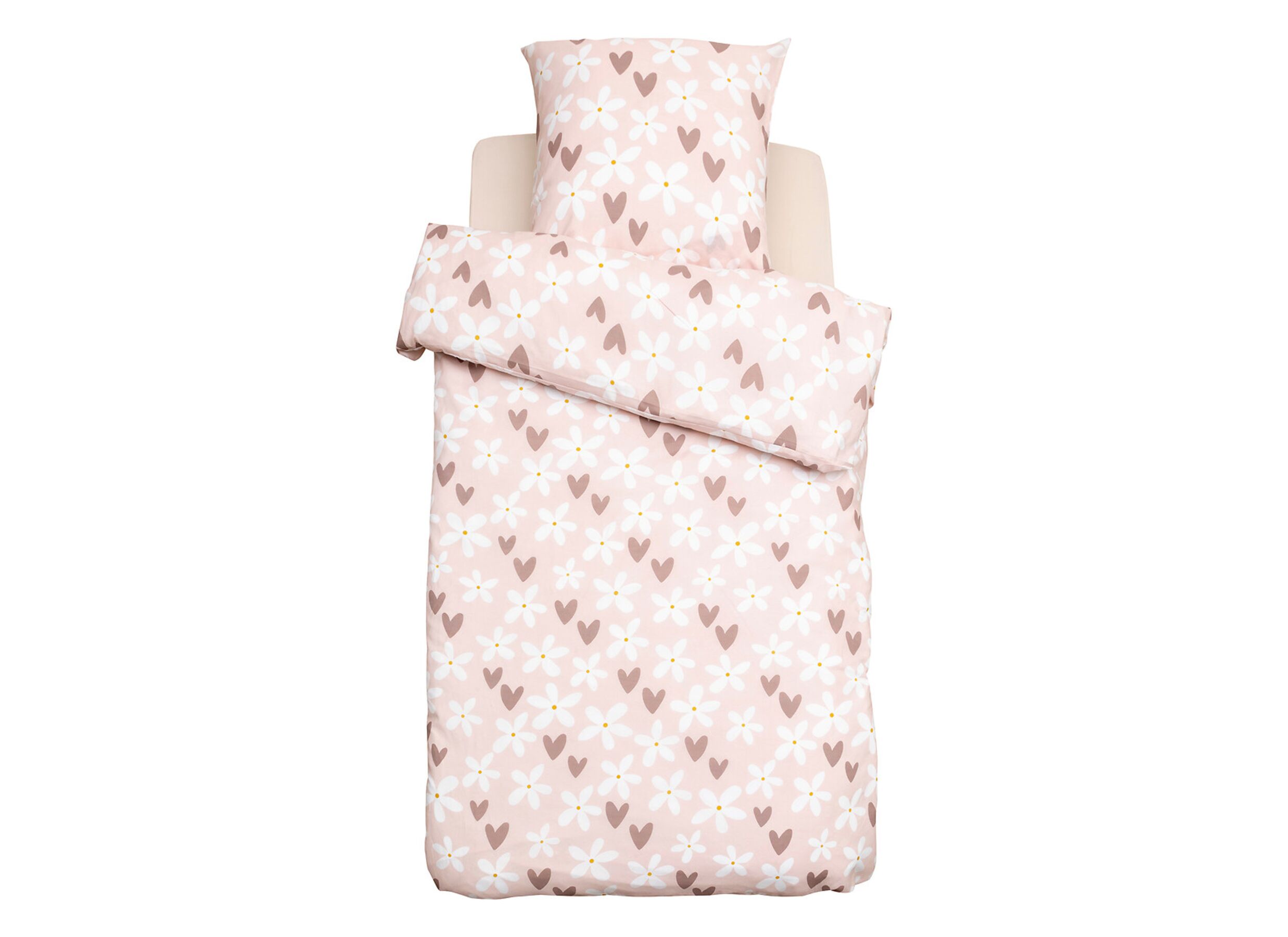 Dekbedovertrek Hartmotief 140x200cm - polyester & katoen - roze - Housse de couette Motif Cœur 140x200cm - polyester & coton - rose
