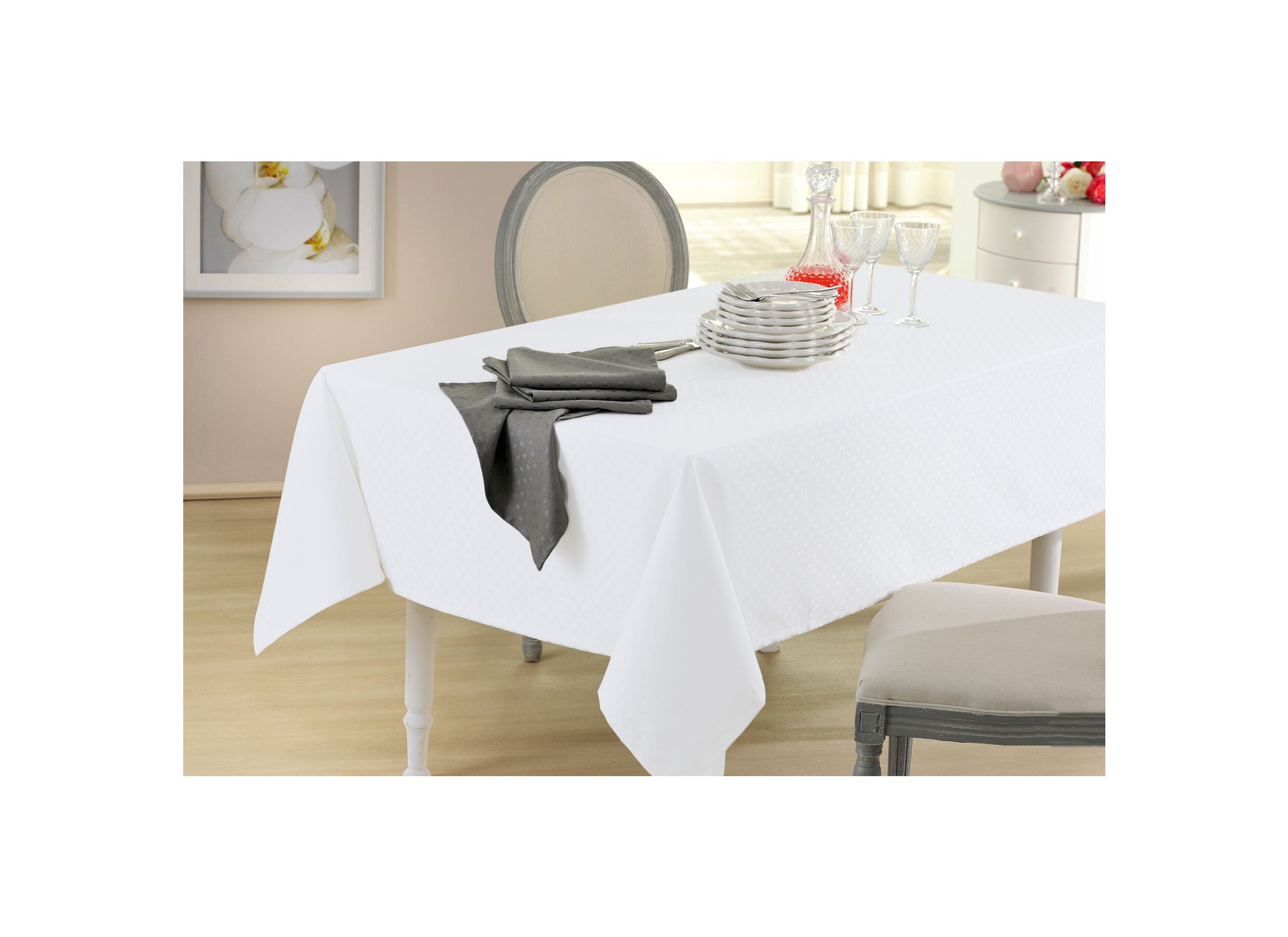 Tafelkleed 150x320cm - teflon - wit - Nappe 150x320cm - teflon - blanc