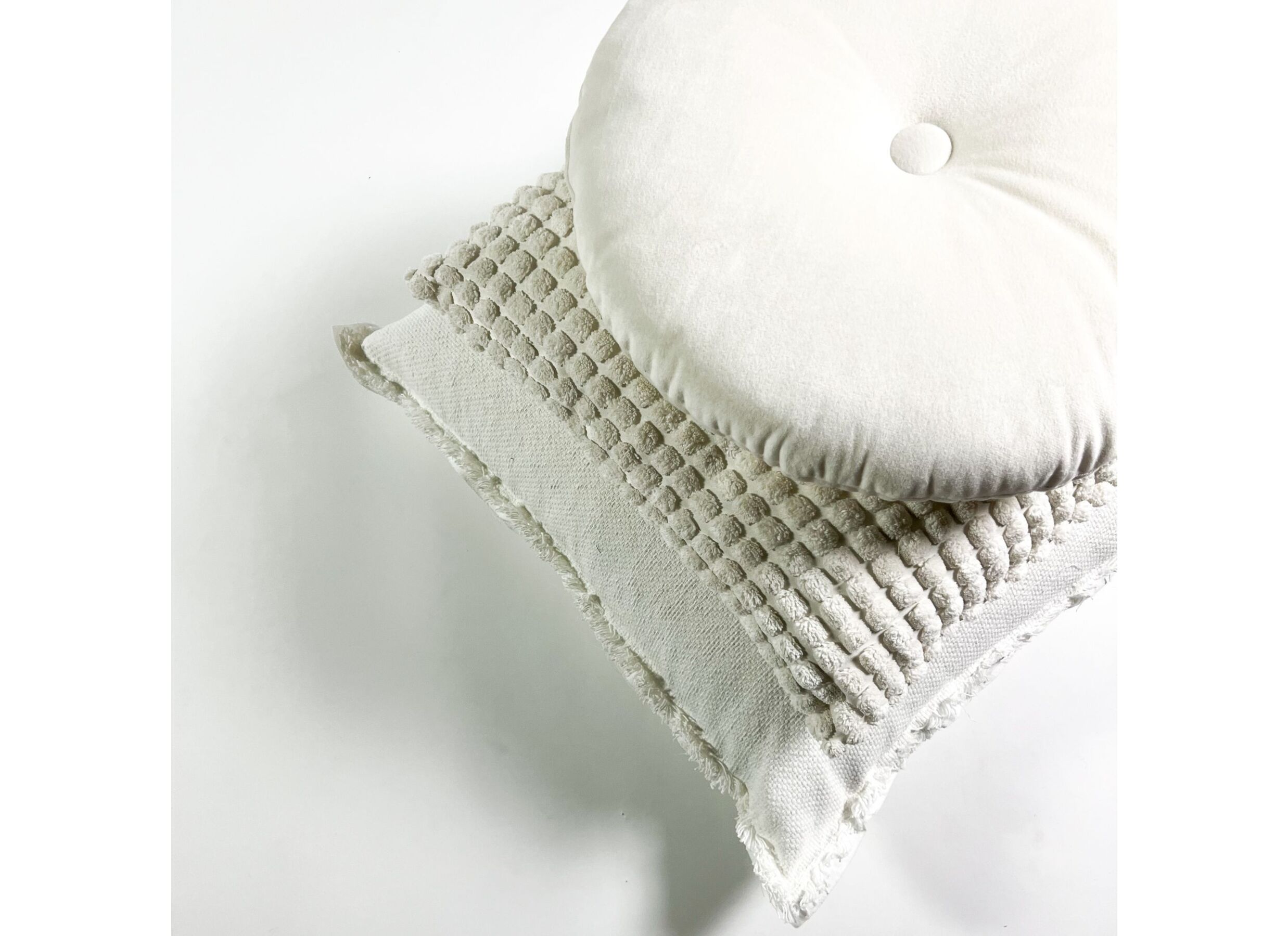 Photo ensemble - Coussin Olly 40x40cm- tissu - snow white