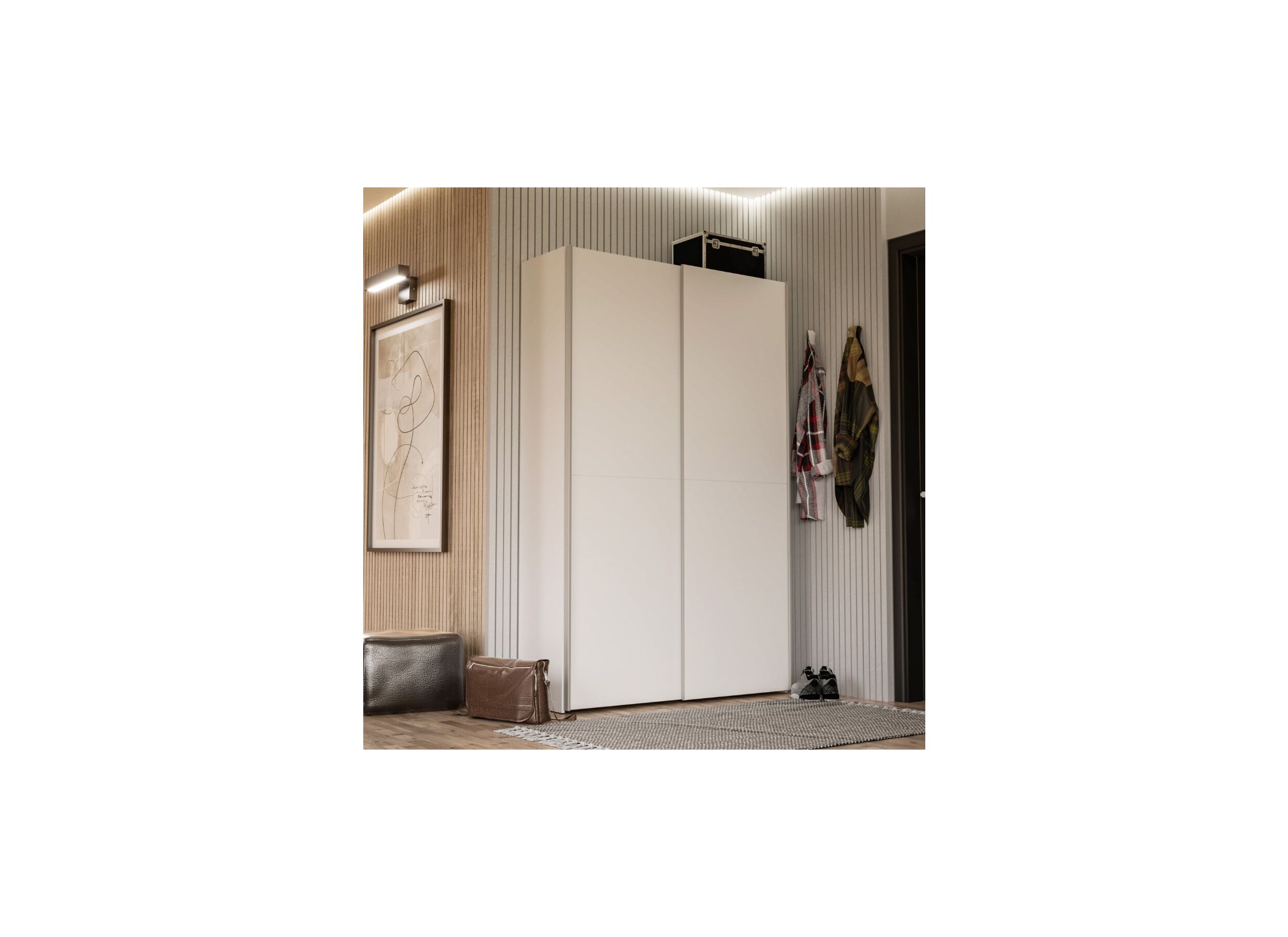 Schuifdeurkast Ozzula 120cm - decor - wit