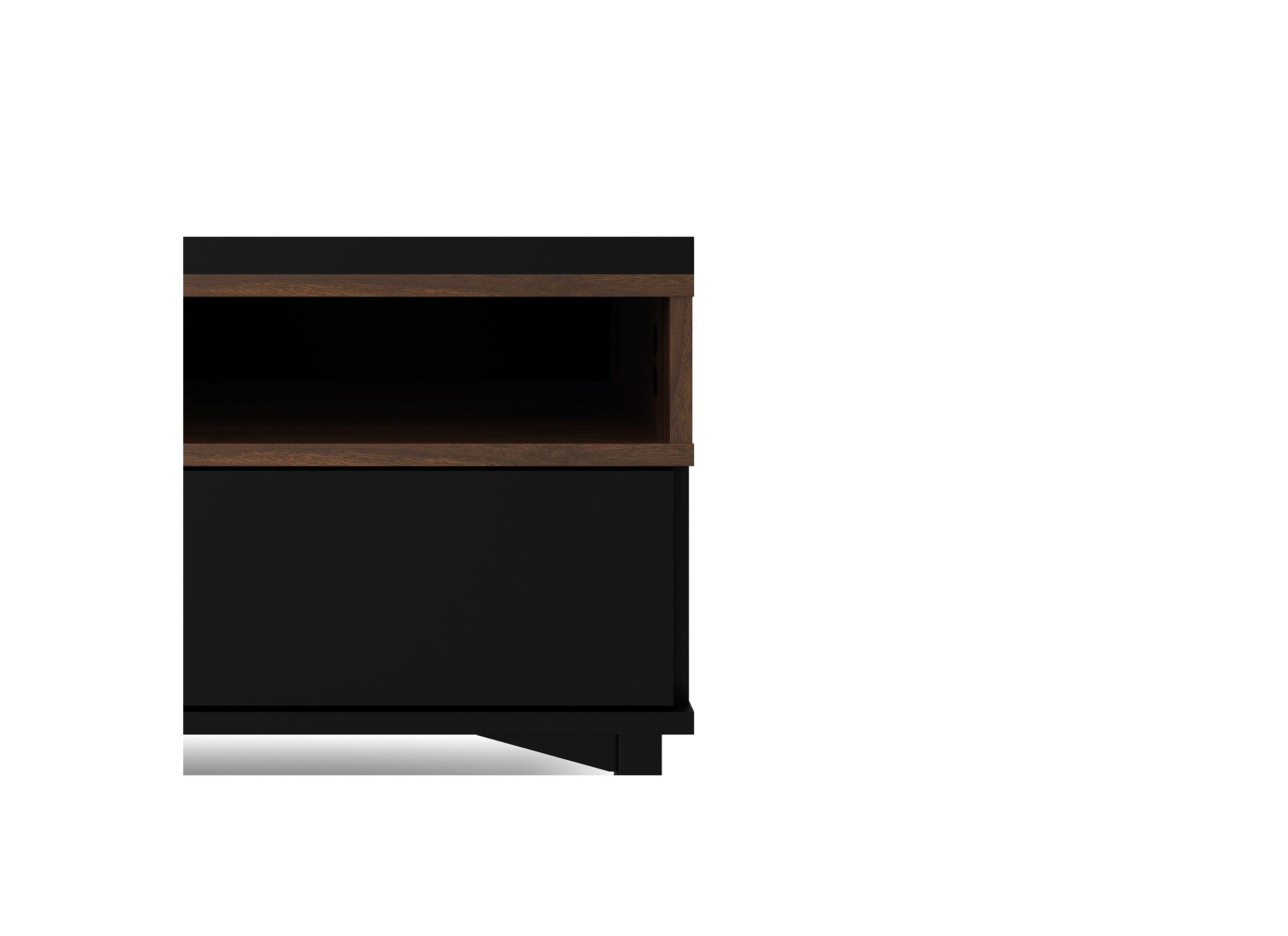Tv-meubel Roomers 156cm - spaanplaat - zwart & walnoot