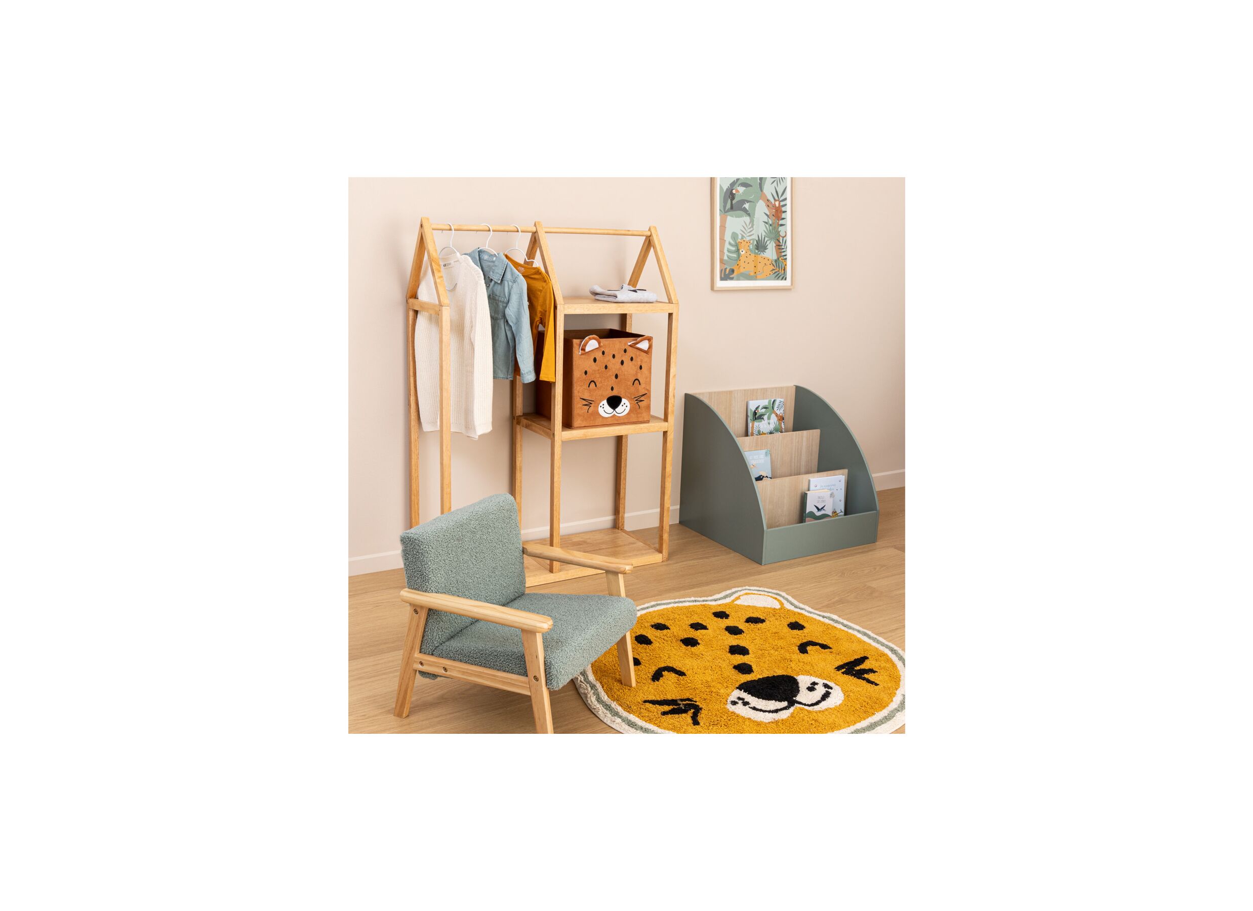 Sfeerfoto - Kindertapijt Luipaard Ø90cm - katoen - multicolor