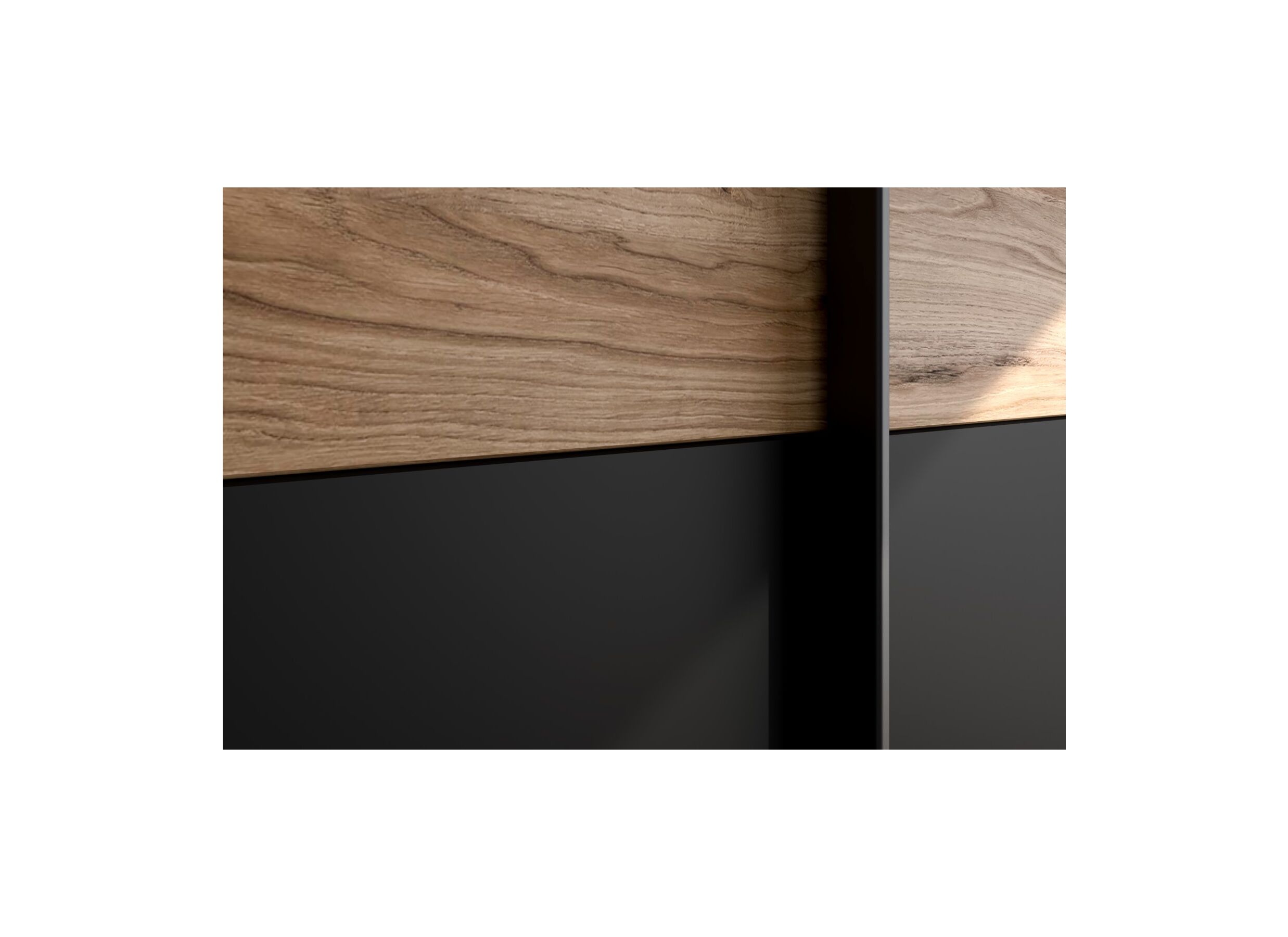 Detail - Armoire à portes coulissantes Dalate 200cm - décor - chêne châtaignier/noir mat