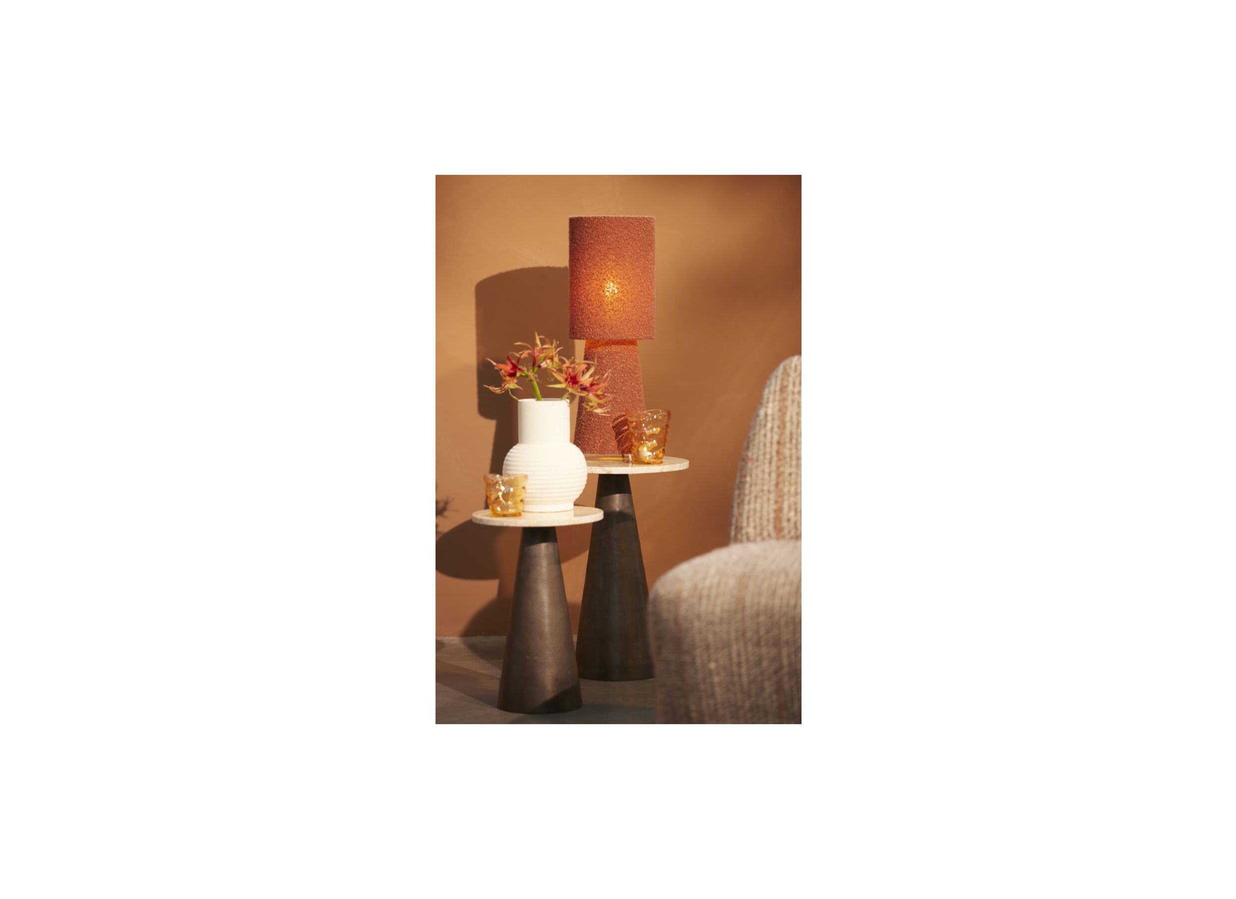 Setfoto - Theelichthouder Malea H9cm - glas - oranje