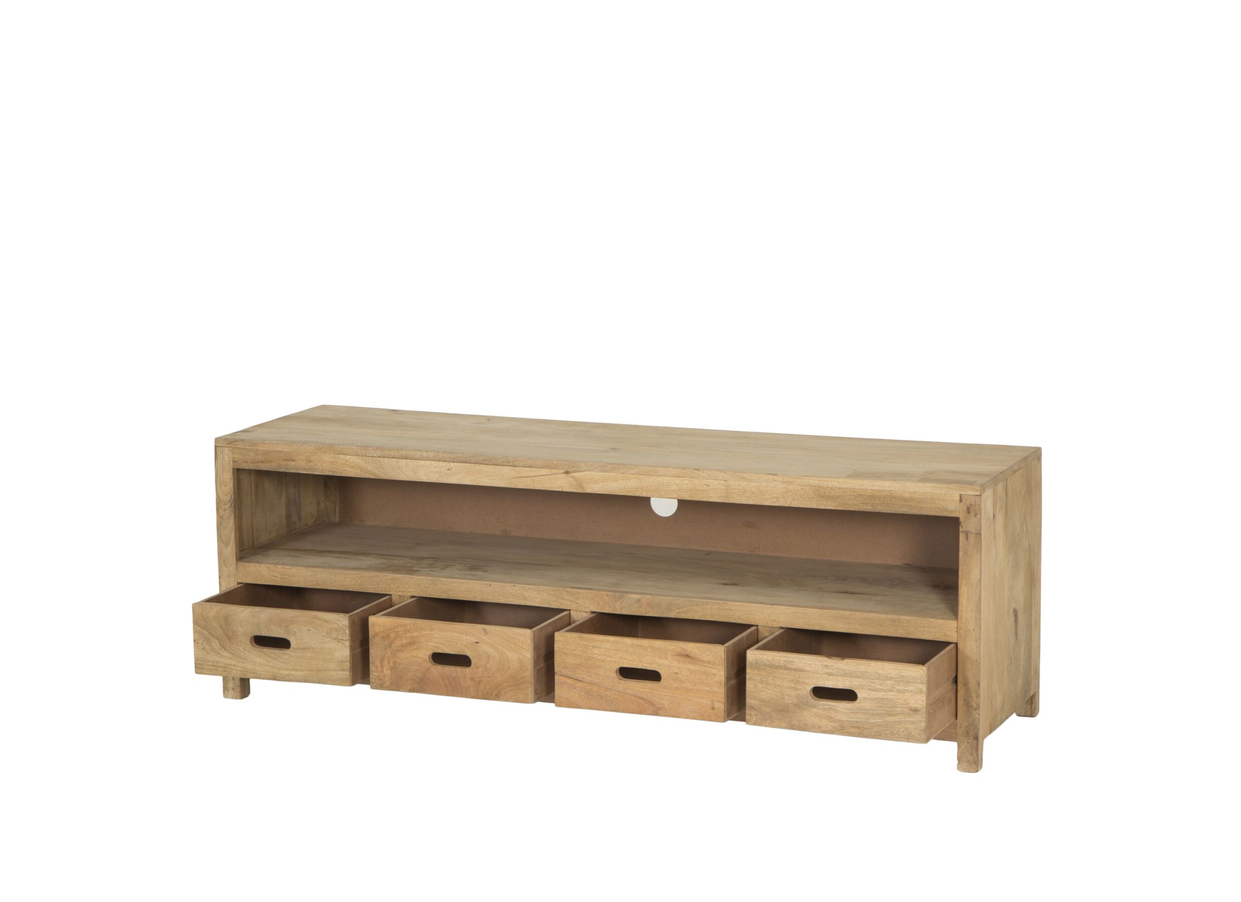 Meuble TV Ploutos 165x48cm - manguier massif - naturel