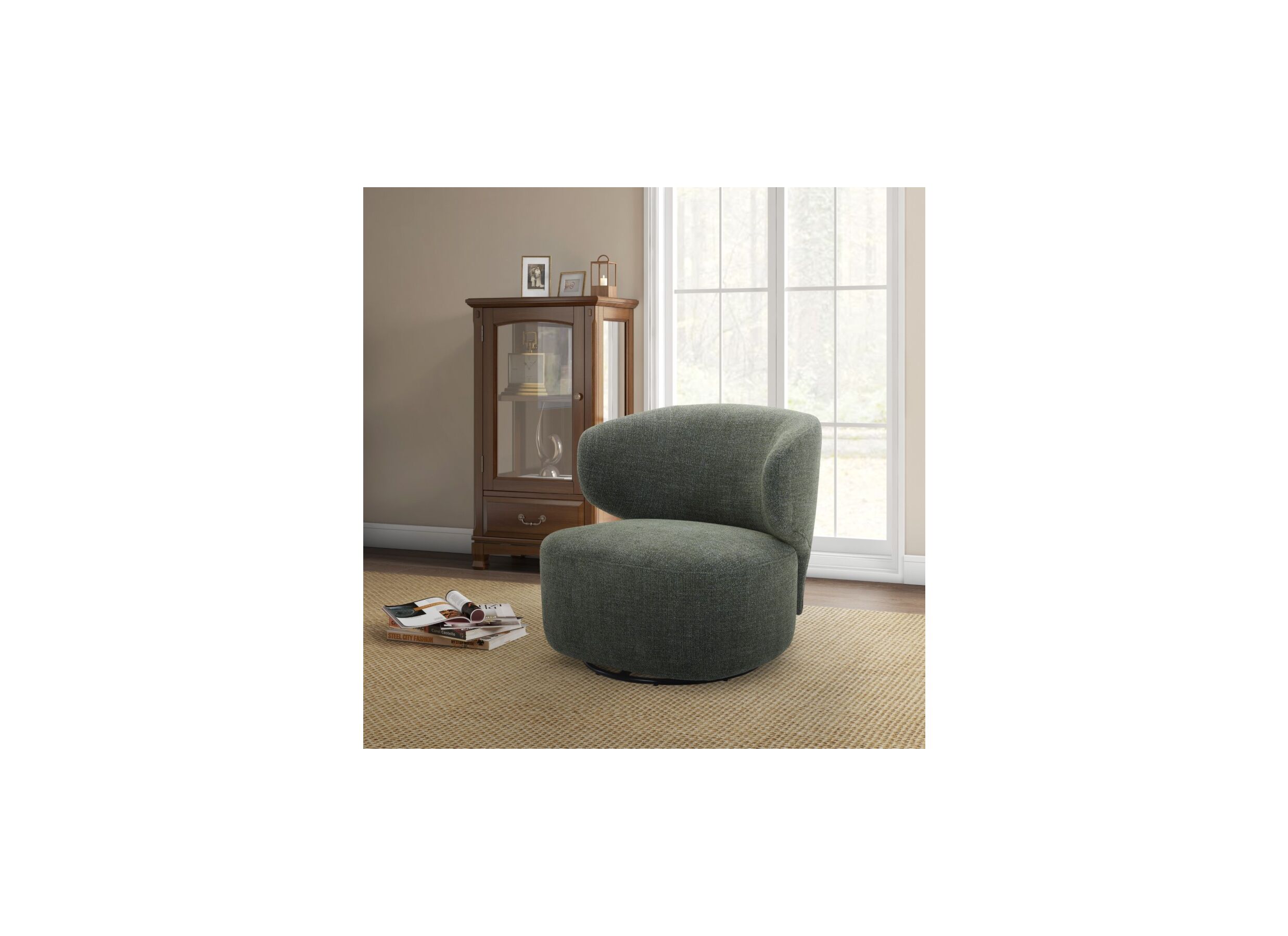 Sfeerfoto - Draaifauteuil 80x81x70cm - katoen - chacha groen
