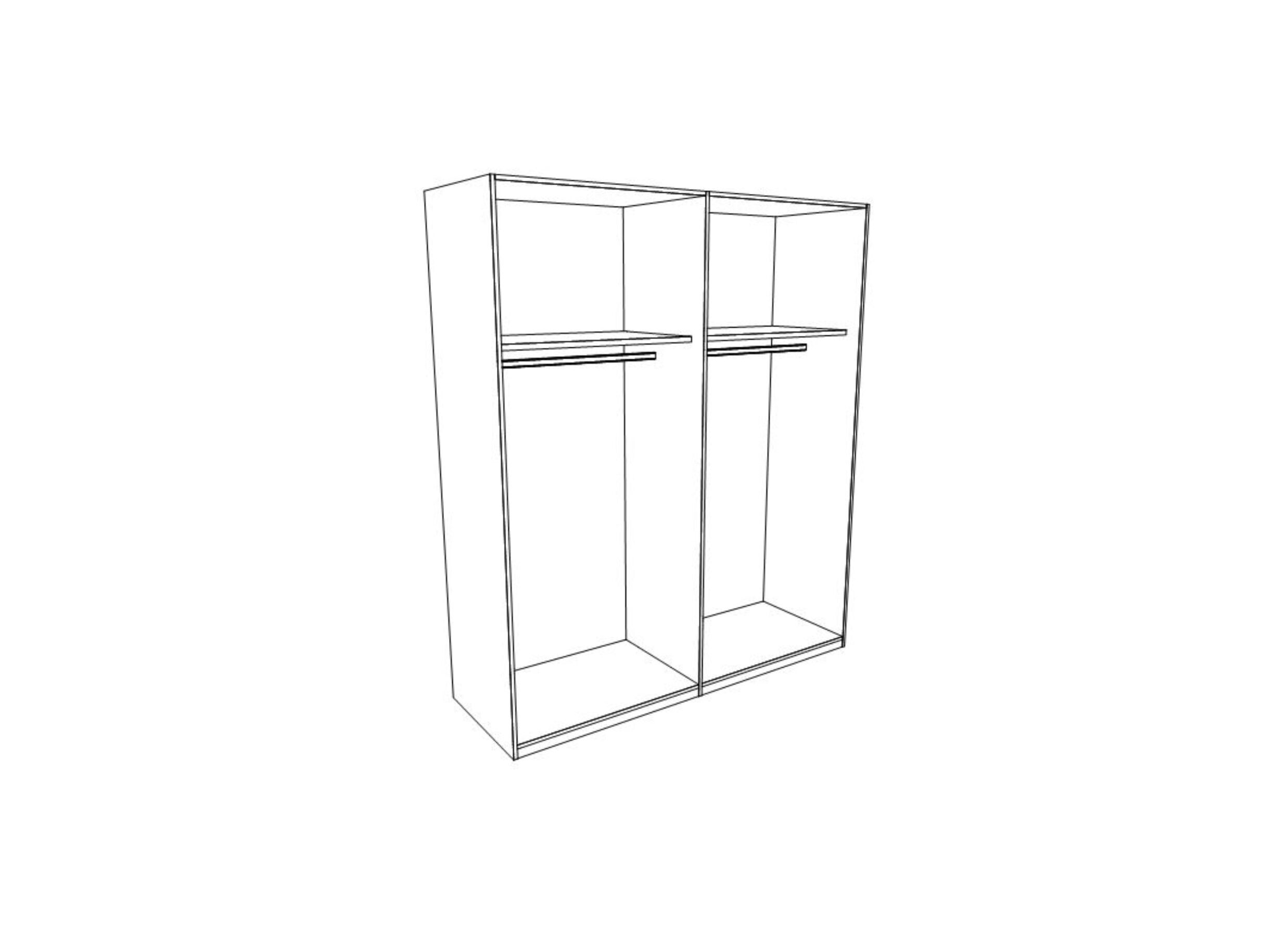 Schuifdeurkast 181cm - decor - wit