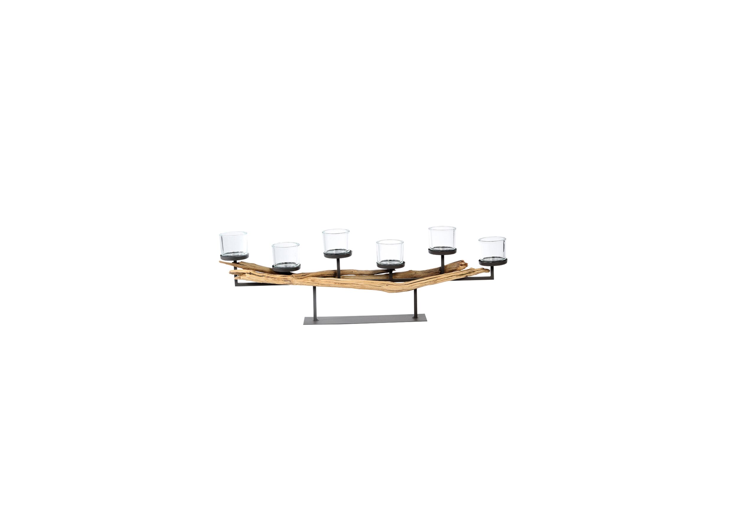 Theelichthouder B95cm - hout massief & metaal - naturel - Theelichthouder B95cm - hout massief & metaal - naturel