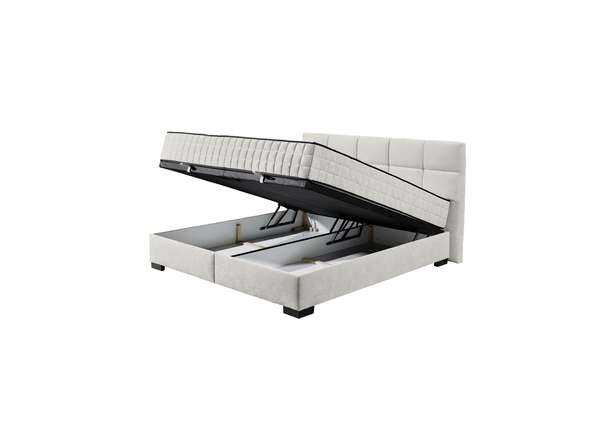 Aperçu - Lit box Nagol A 180x200cm avec rangement tissu beige
