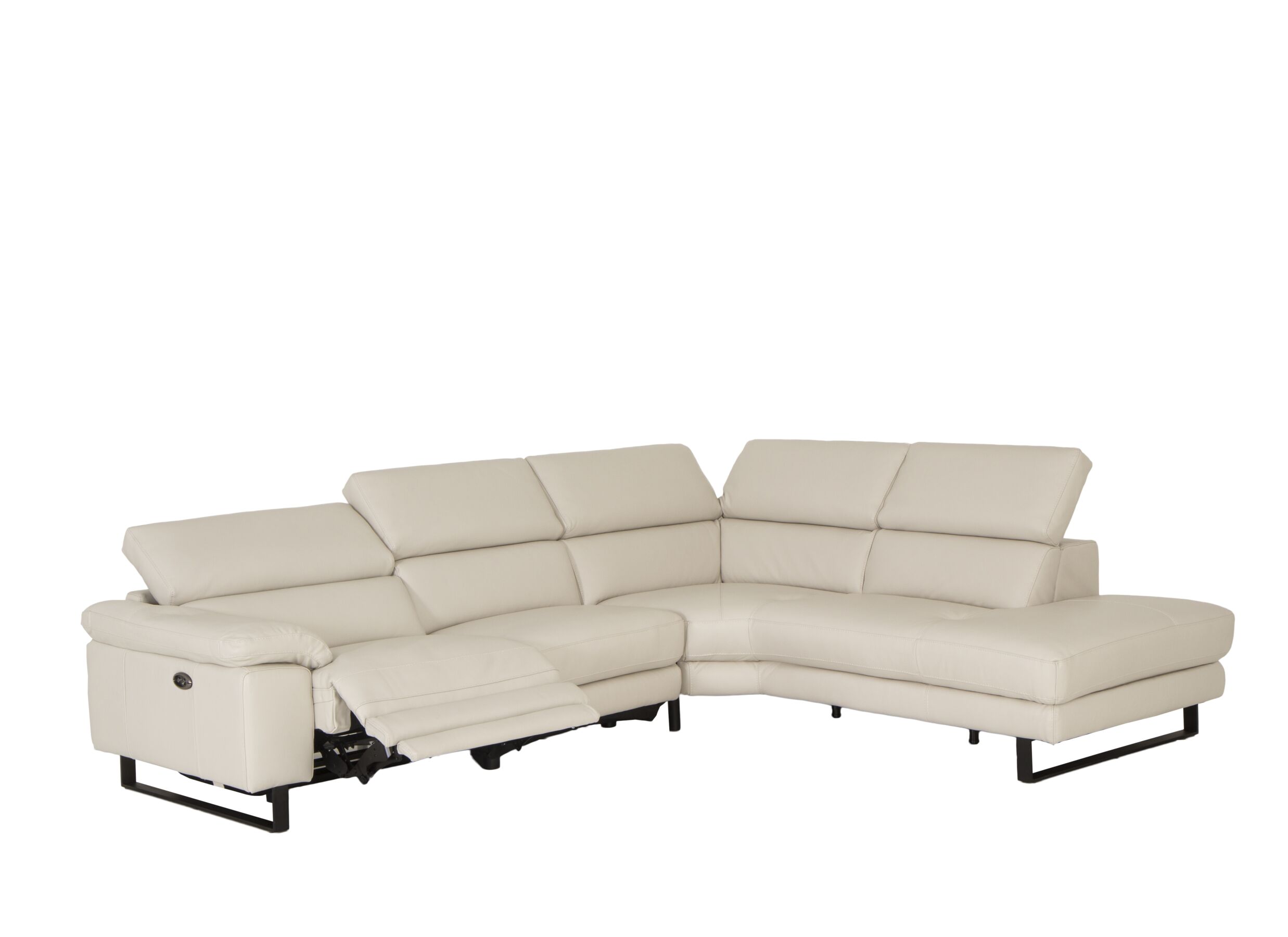 Hoeksalon Uran 292x237cm - leder - beige met relax