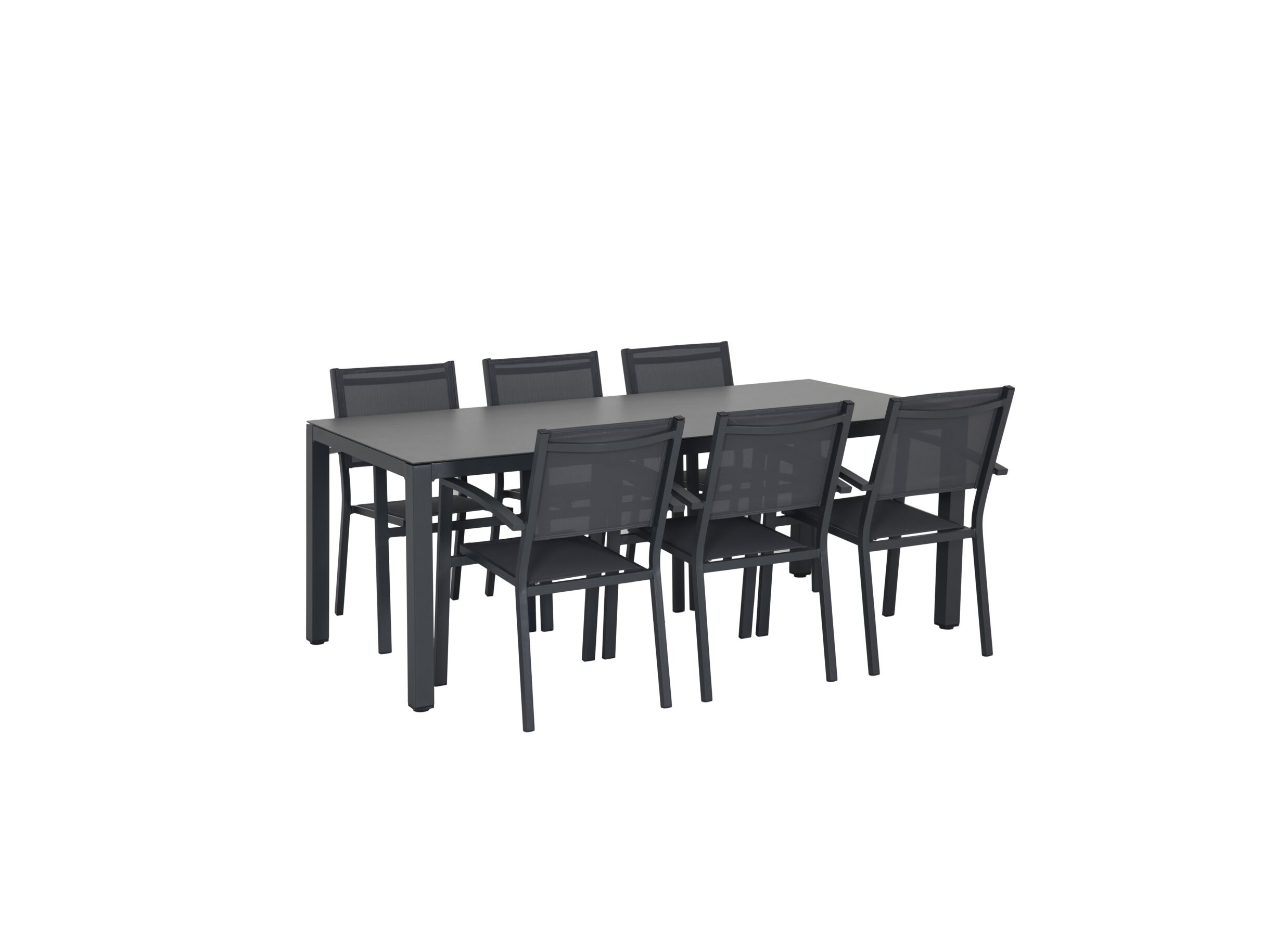 Photo ensemble - Table de jardin Breeze 200x90x74cm - aluminium - gris