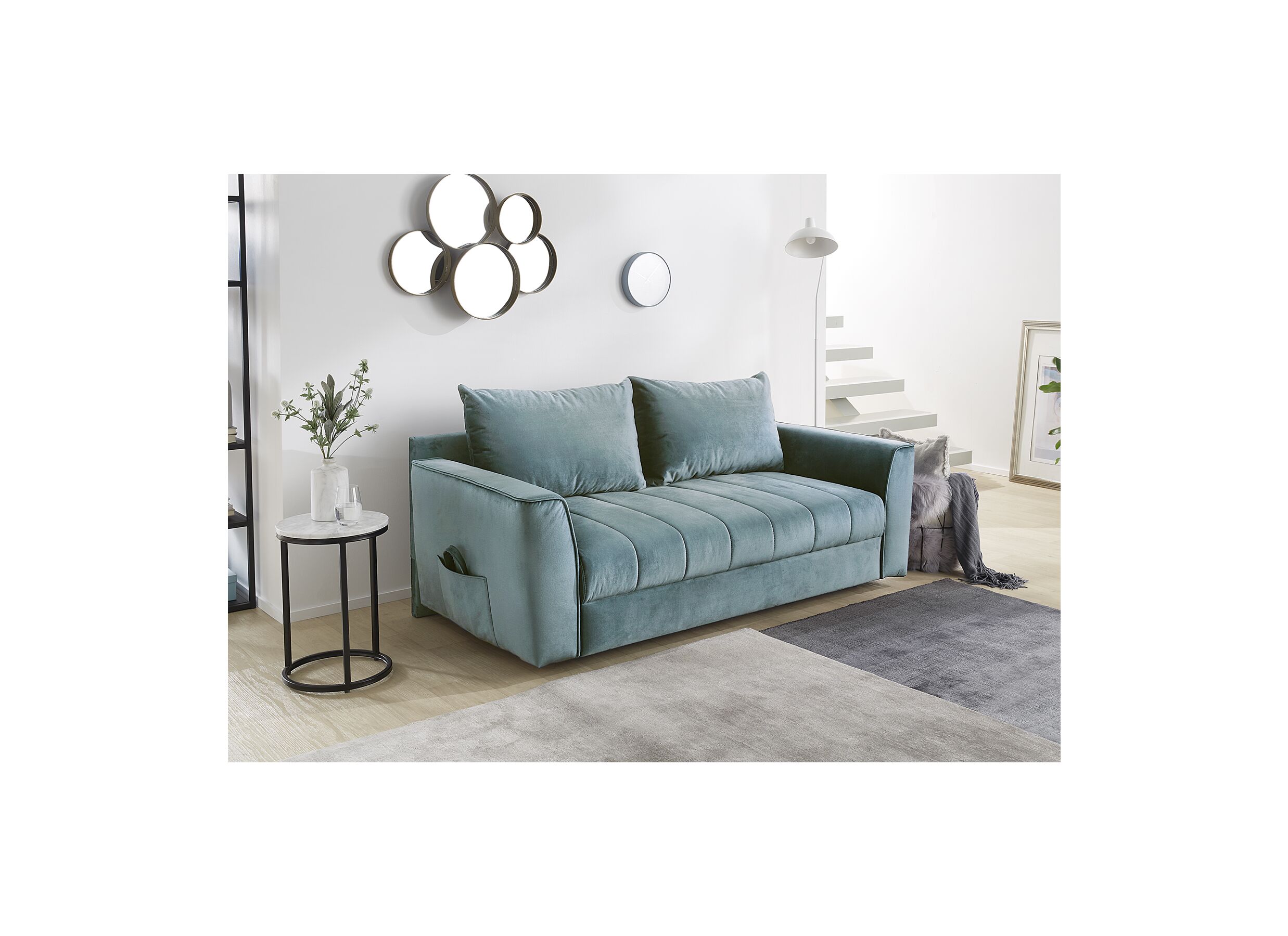 Canapé-lit Rick 2 places - 191x92cm - tissu - turquoise