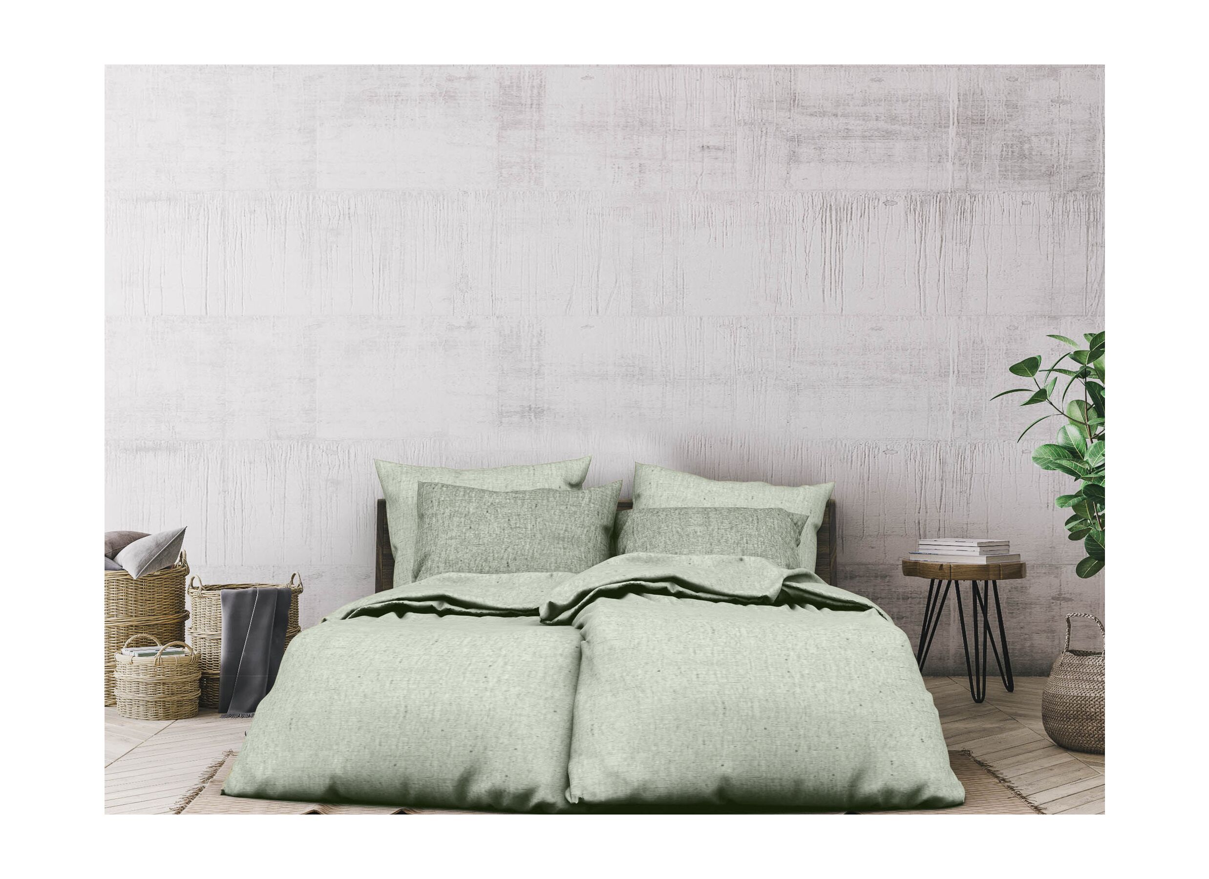 Foto ambiance - Housse de couette 140x220cm - flanelle - laurel green