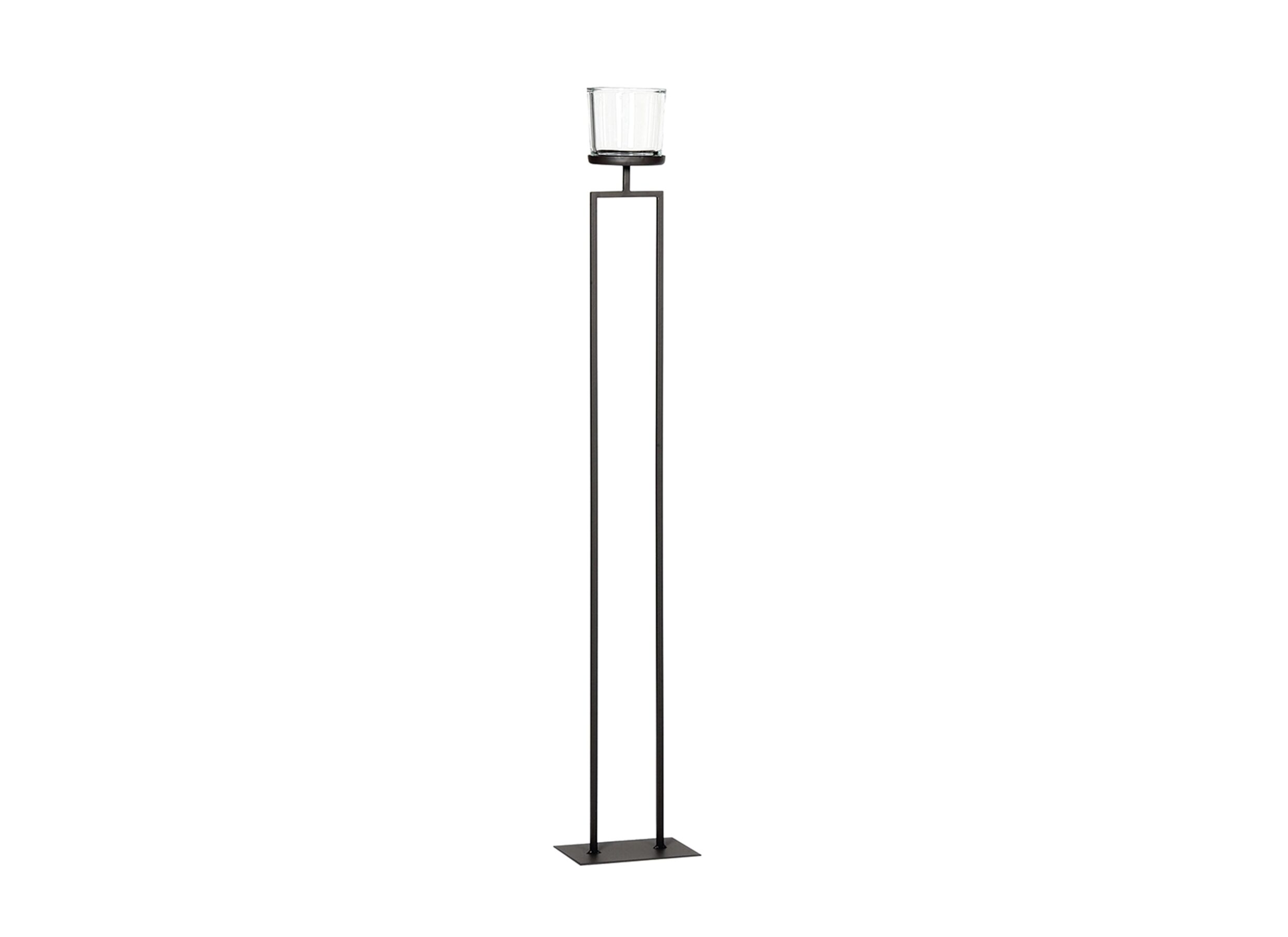 Hoofdfoto - Theelichthouder Ludowik H120cm - metaal & glas - zwart